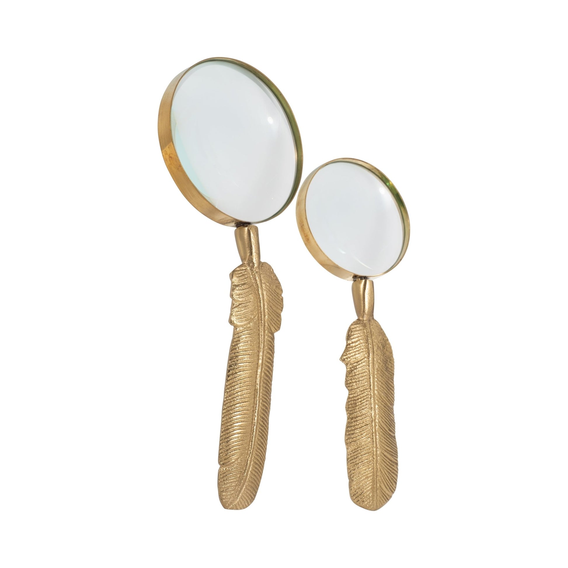 S/2 8/10" Buford Feather Magnifyers, Gold Table Decors| Sagebrook Home