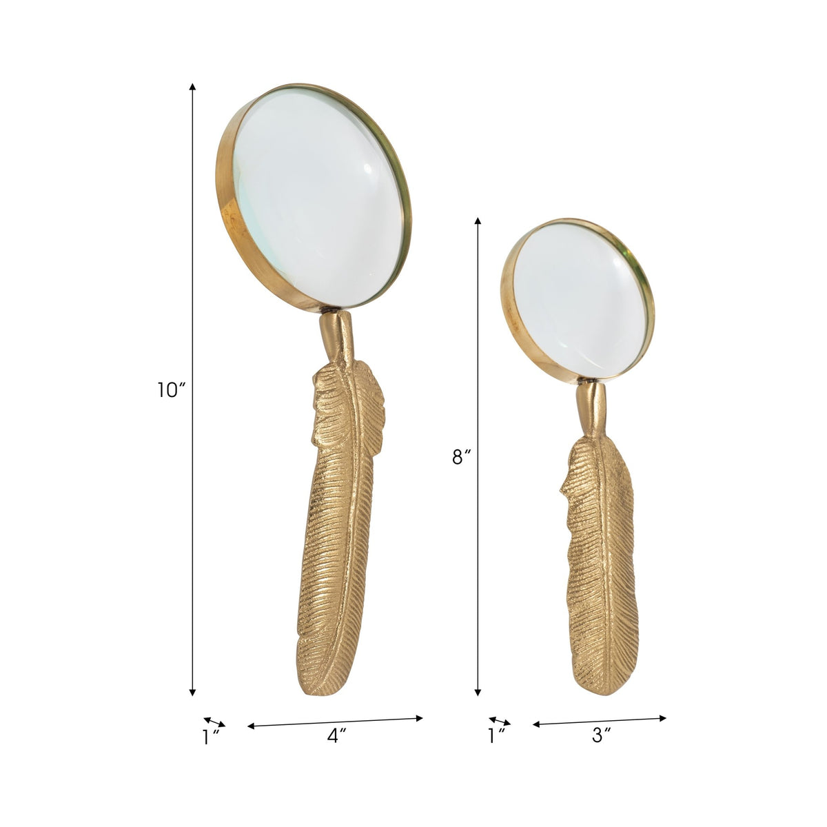S/2 8/10" Buford Feather Magnifyers, Gold Table Decors| Sagebrook Home