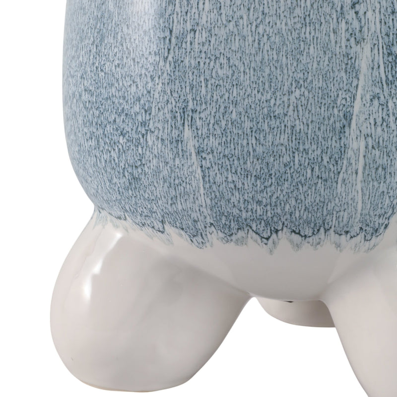 S/2 8/11" Knobby Footed Planters, Blue/white - Al Rugaib Furniture