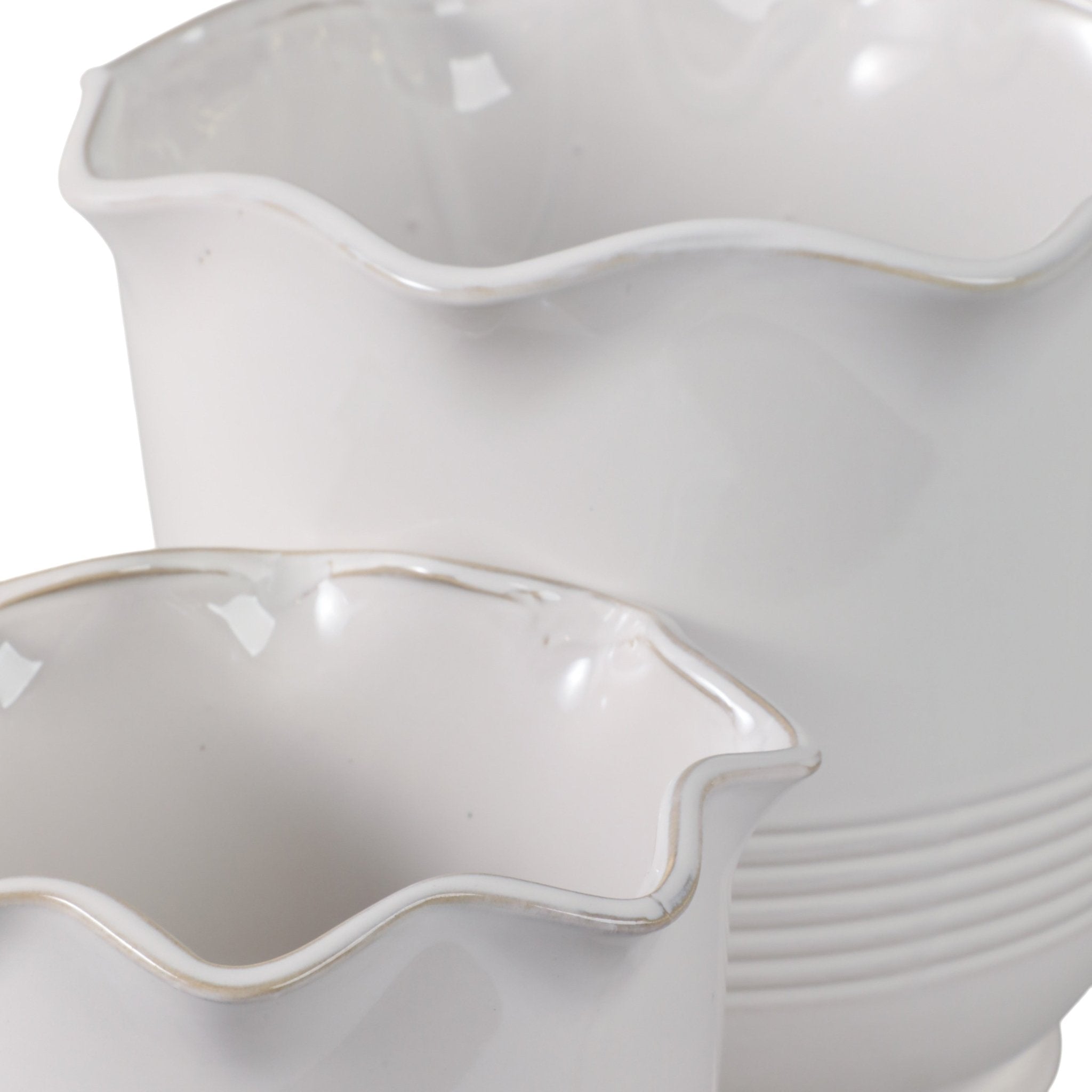S/2 8/11" Ruffle Edge Planter, Ivory Planter| Sagebrook Home