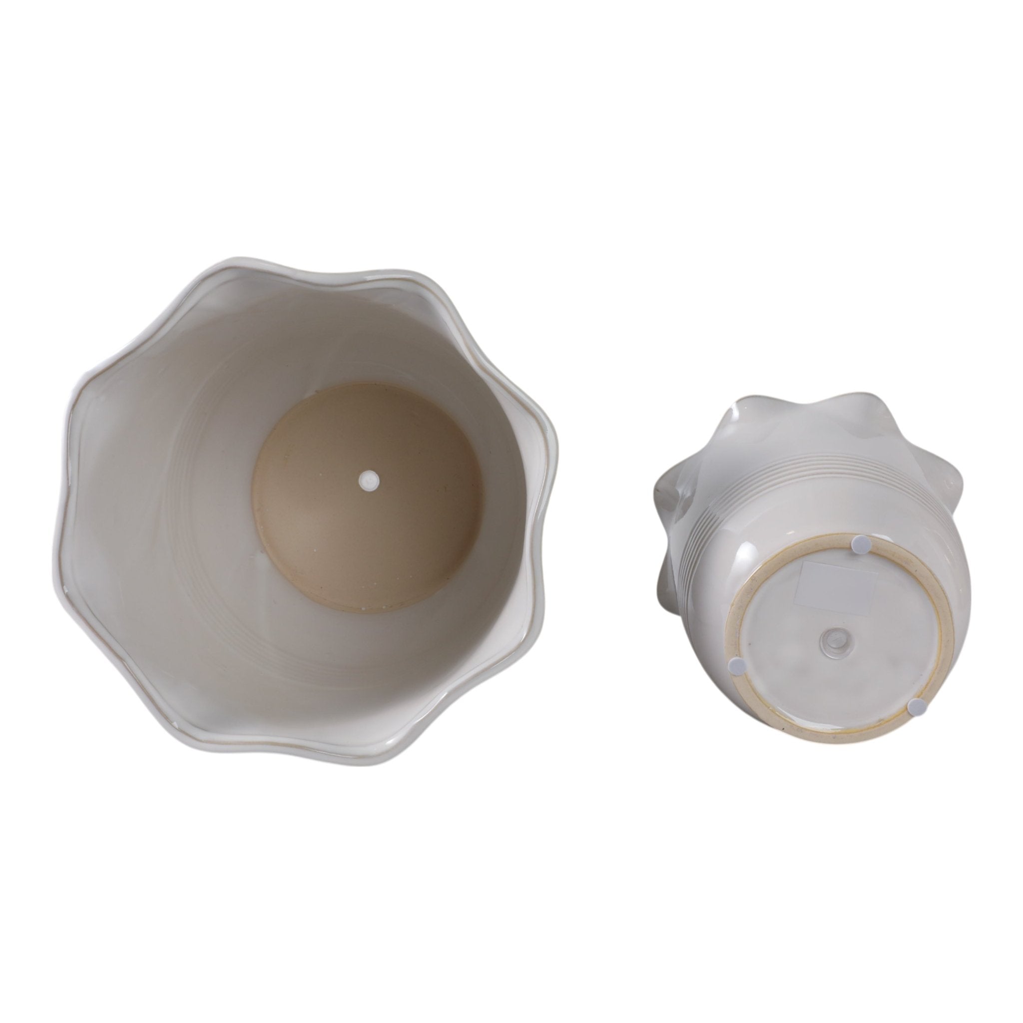 S/2 8/11" Ruffle Edge Planter, Ivory Planter| Sagebrook Home