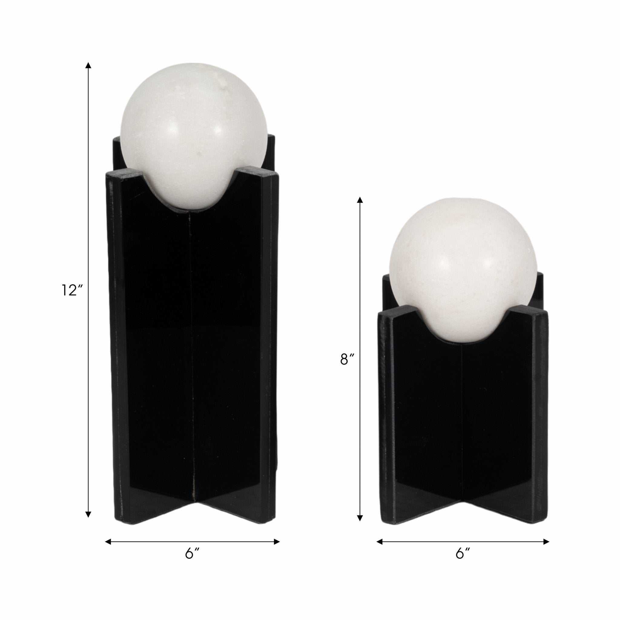 S/2 8/12" Elias Glass & Marble Sphere Statuary, Bl Table Decors| Sagebrook Home