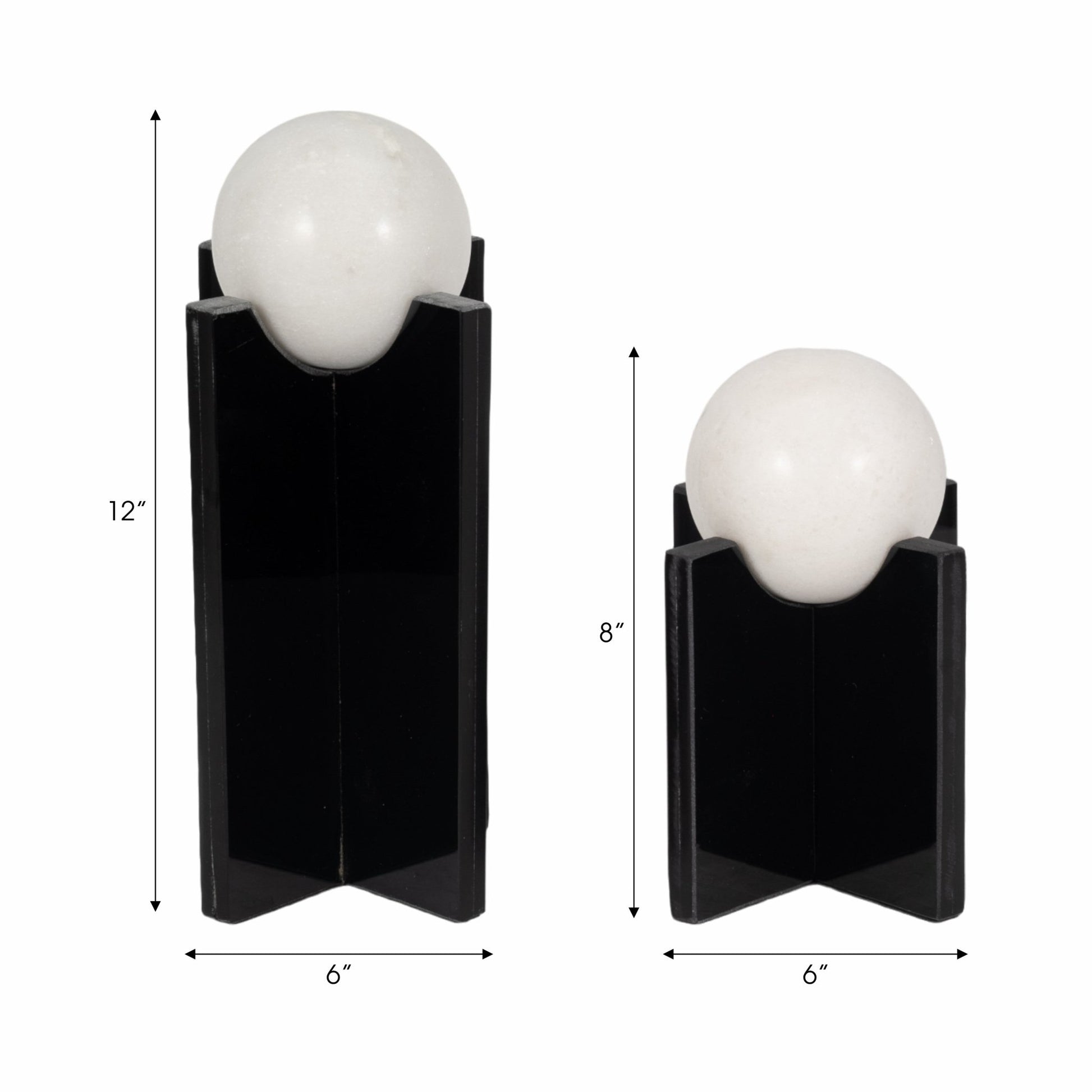 S/2 8/12" Elias Glass & Marble Sphere Statuary, Bl Table Decors| Sagebrook Home