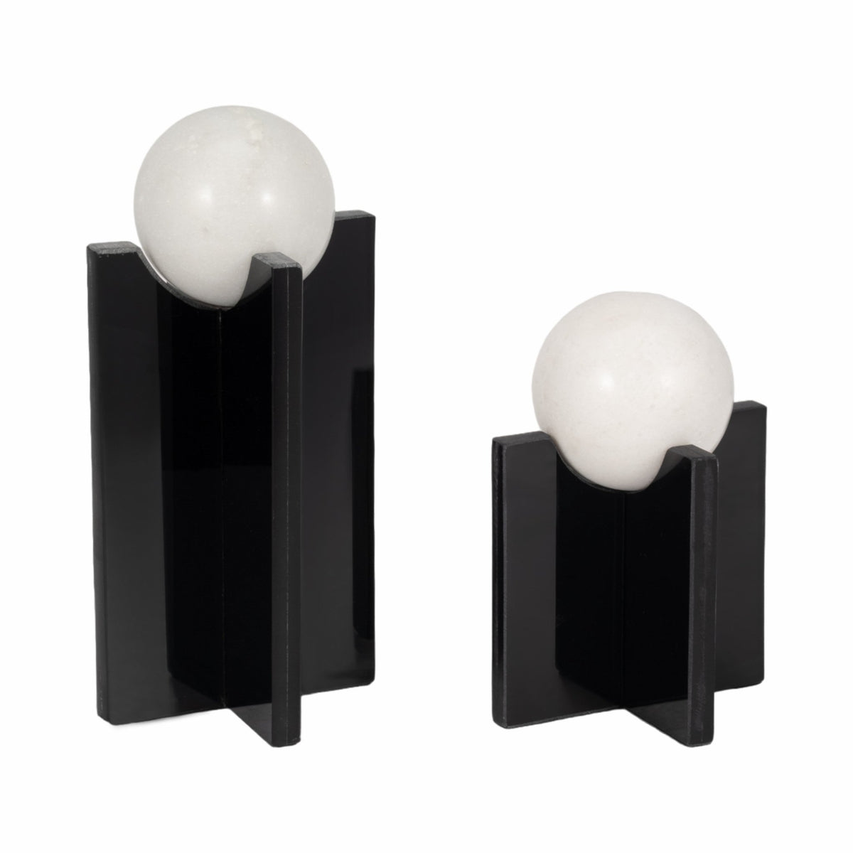 S/2 8/12" Elias Glass & Marble Sphere Statuary, Bl Table Decors| Sagebrook Home