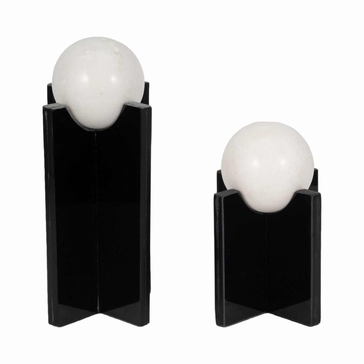 S/2 8/12" Elias Glass & Marble Sphere Statuary, Bl Table Decors| Sagebrook Home