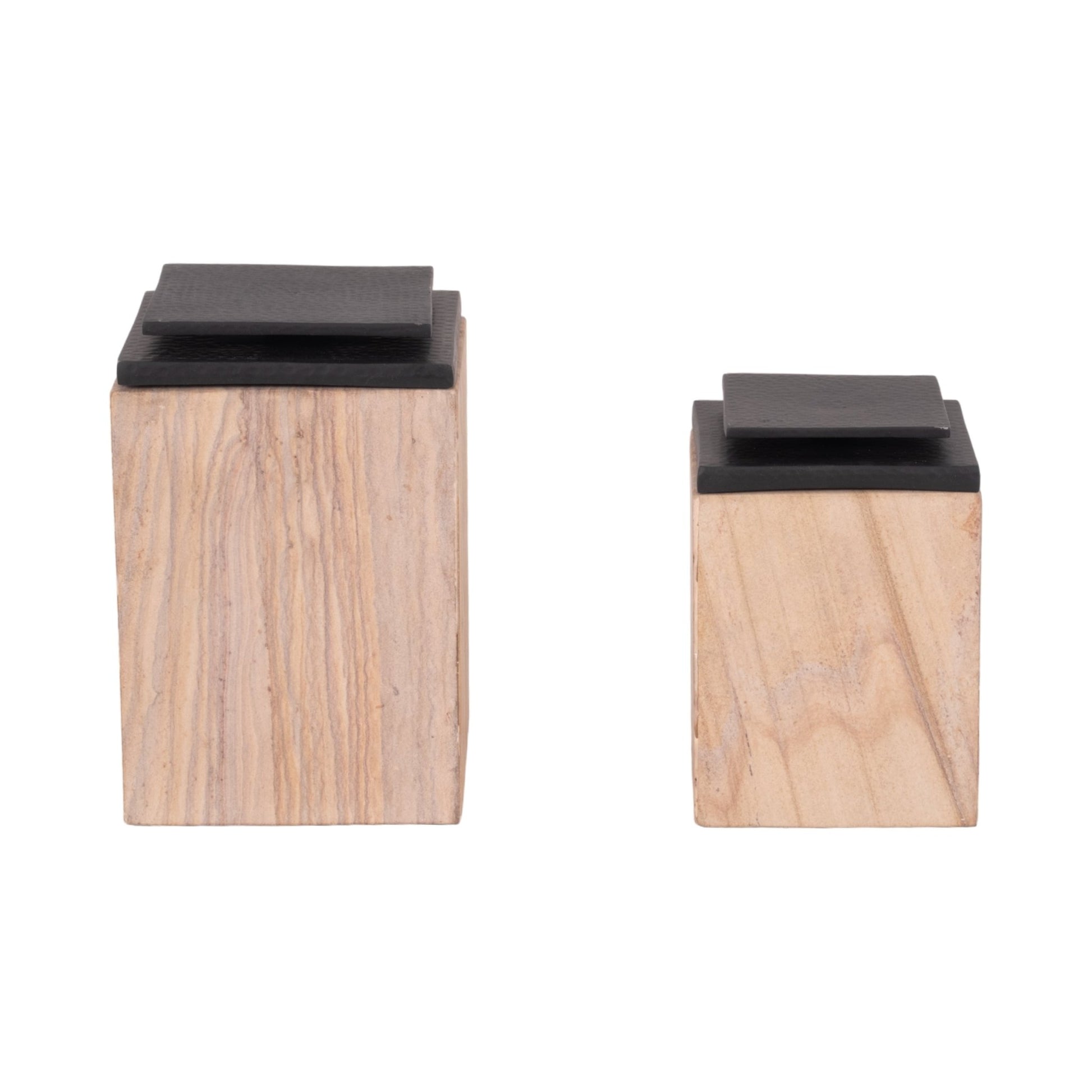 S/2 8/9" Maverick Sandstone Boxes, Natural Table Decors| Sagebrook Home