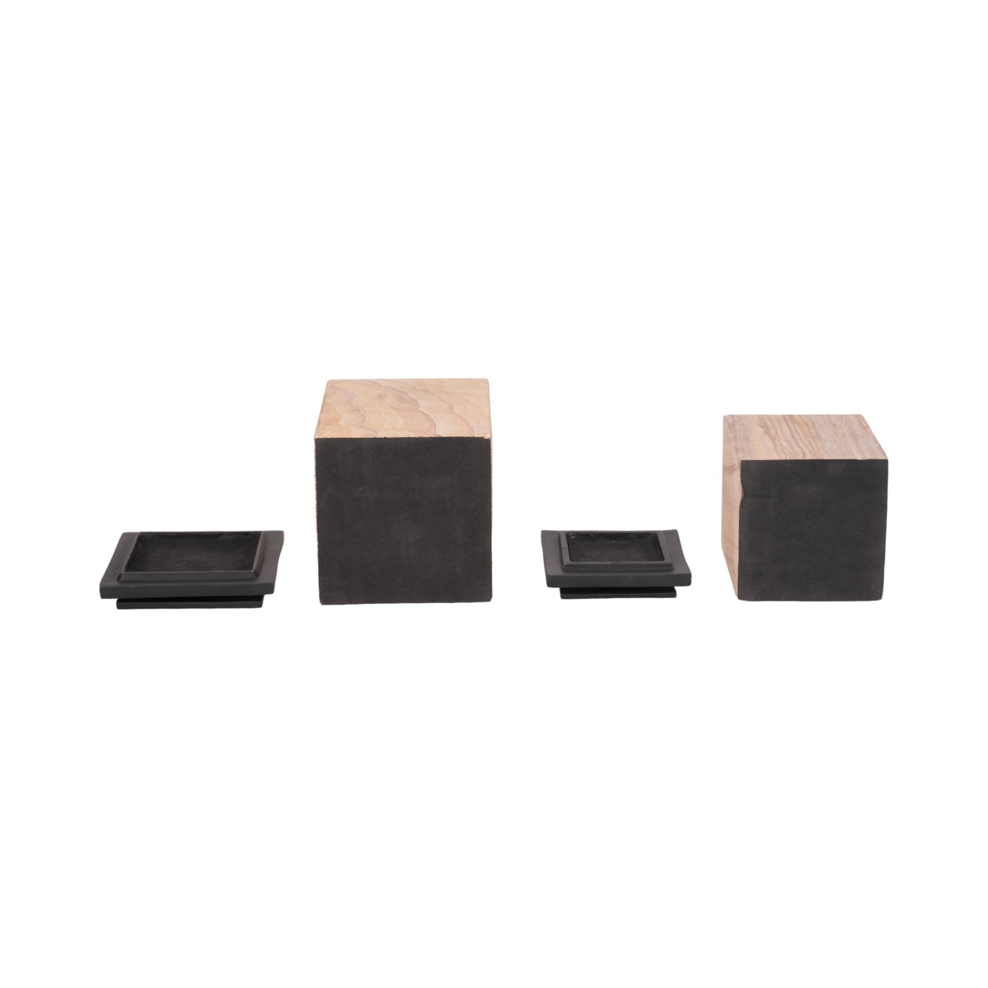 S/2 8/9" Maverick Sandstone Boxes, Natural Table Decors| Sagebrook Home