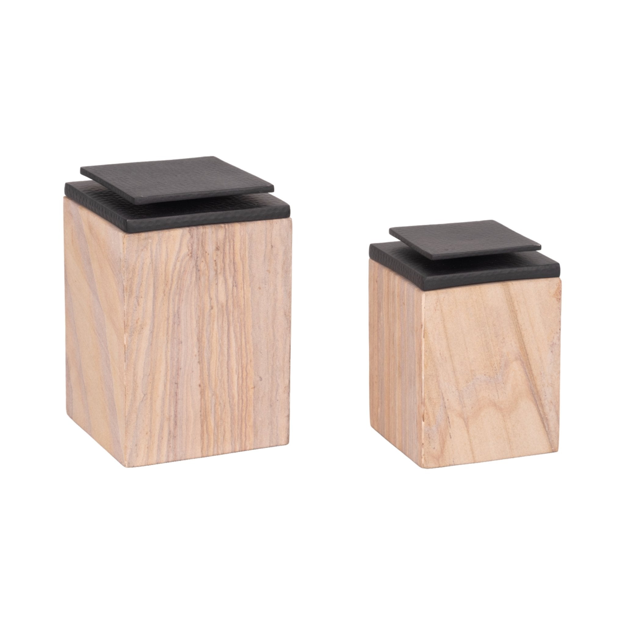 S/2 8/9" Maverick Sandstone Boxes, Natural Table Decors| Sagebrook Home
