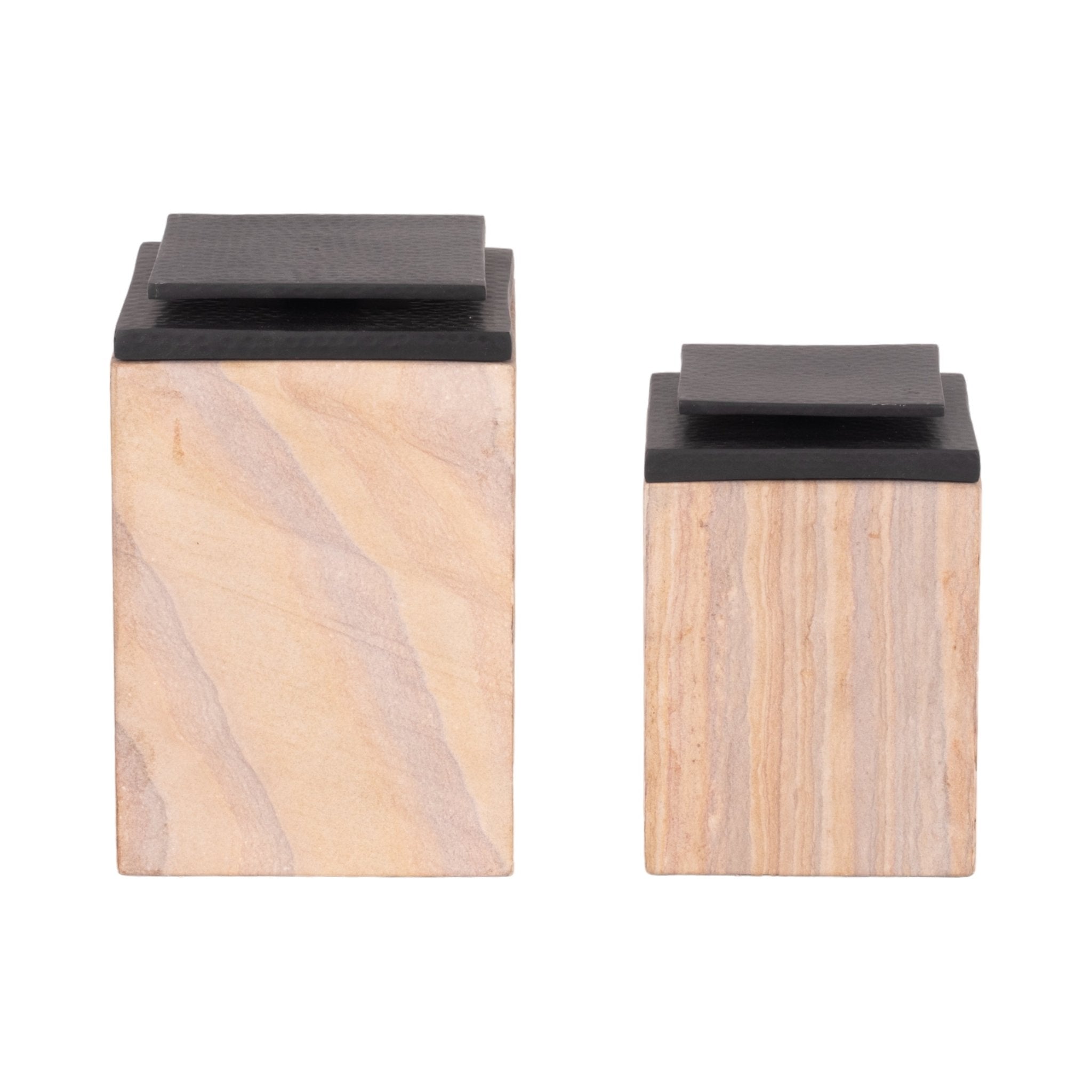 S/2 8/9" Maverick Sandstone Boxes, Natural Table Decors| Sagebrook Home
