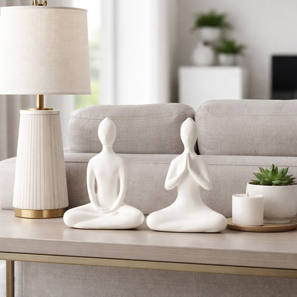S/2 8x11" Paper Mache Yoga Ladies, White Table Decors| Sagebrook Home