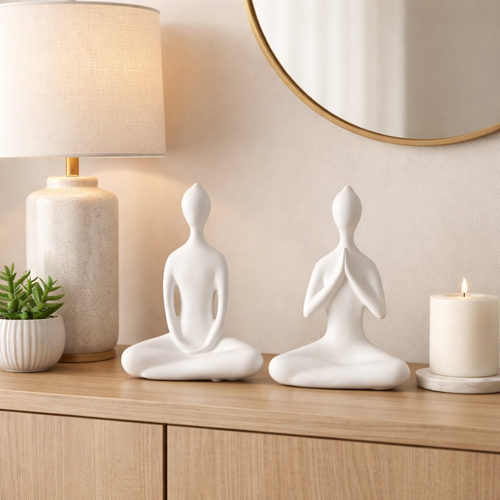 S/2 8x11" Paper Mache Yoga Ladies, White Table Decors| Sagebrook Home