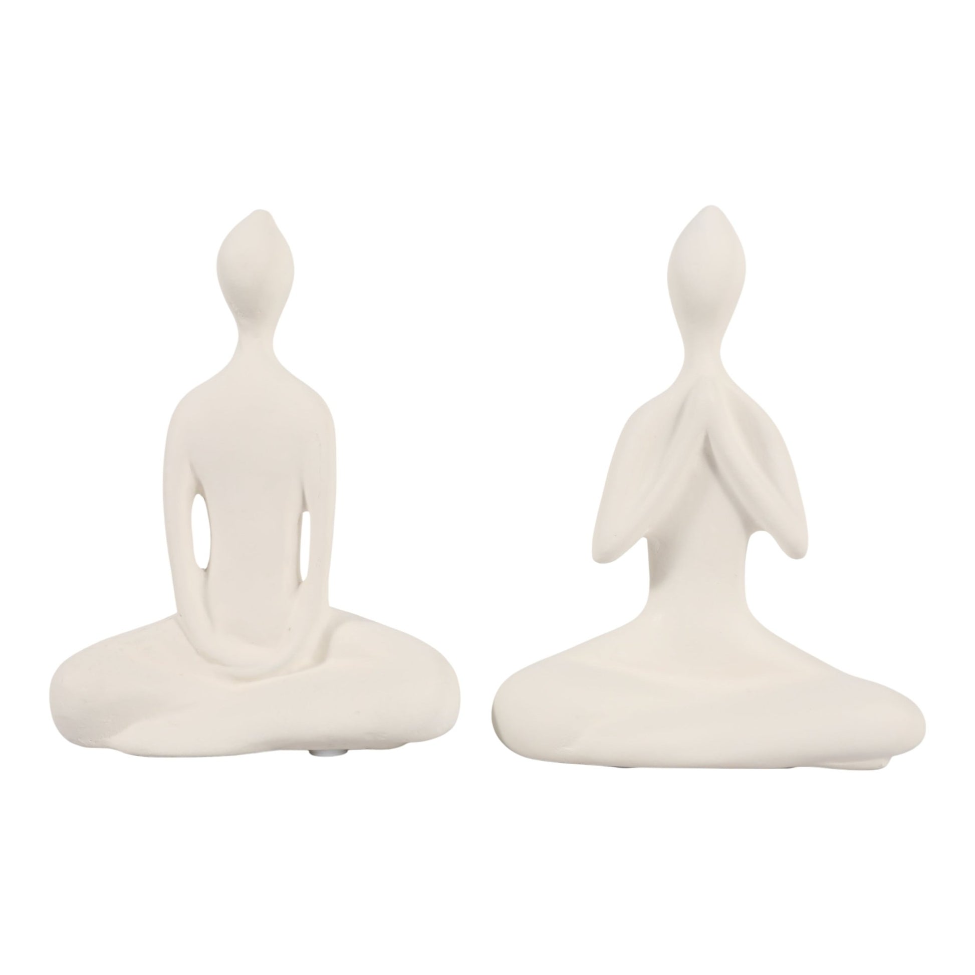 S/2 8x11" Paper Mache Yoga Ladies, White Table Decors| Sagebrook Home