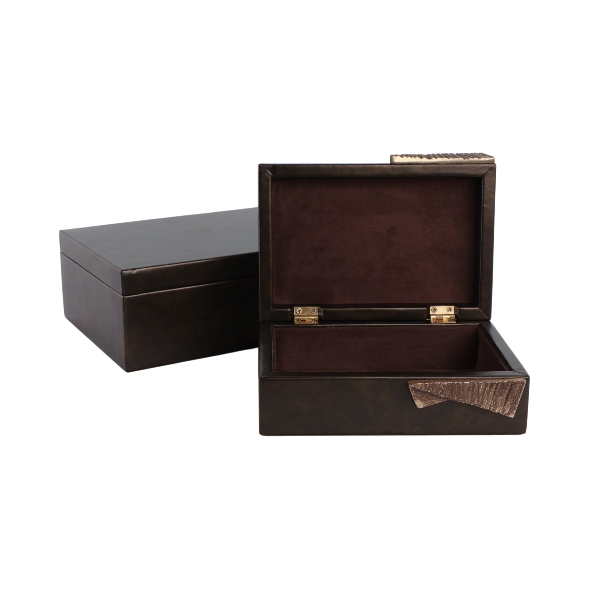S/2 9/11" Andros Boxes With Aluminium Hardware Table Decors| Sagebrook Home