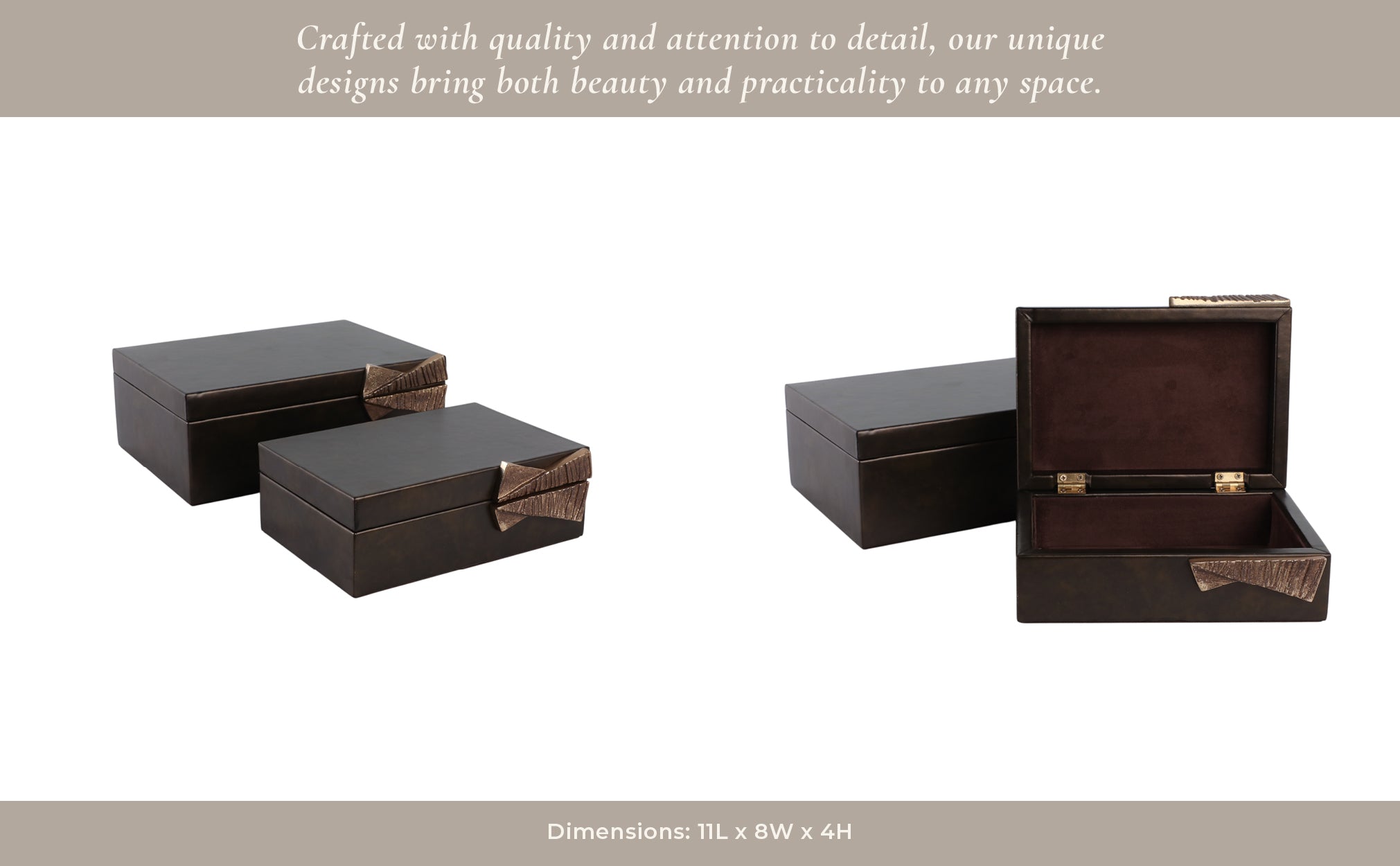 S/2 9/11" Andros Boxes With Aluminium Hardware Table Decors| Sagebrook Home