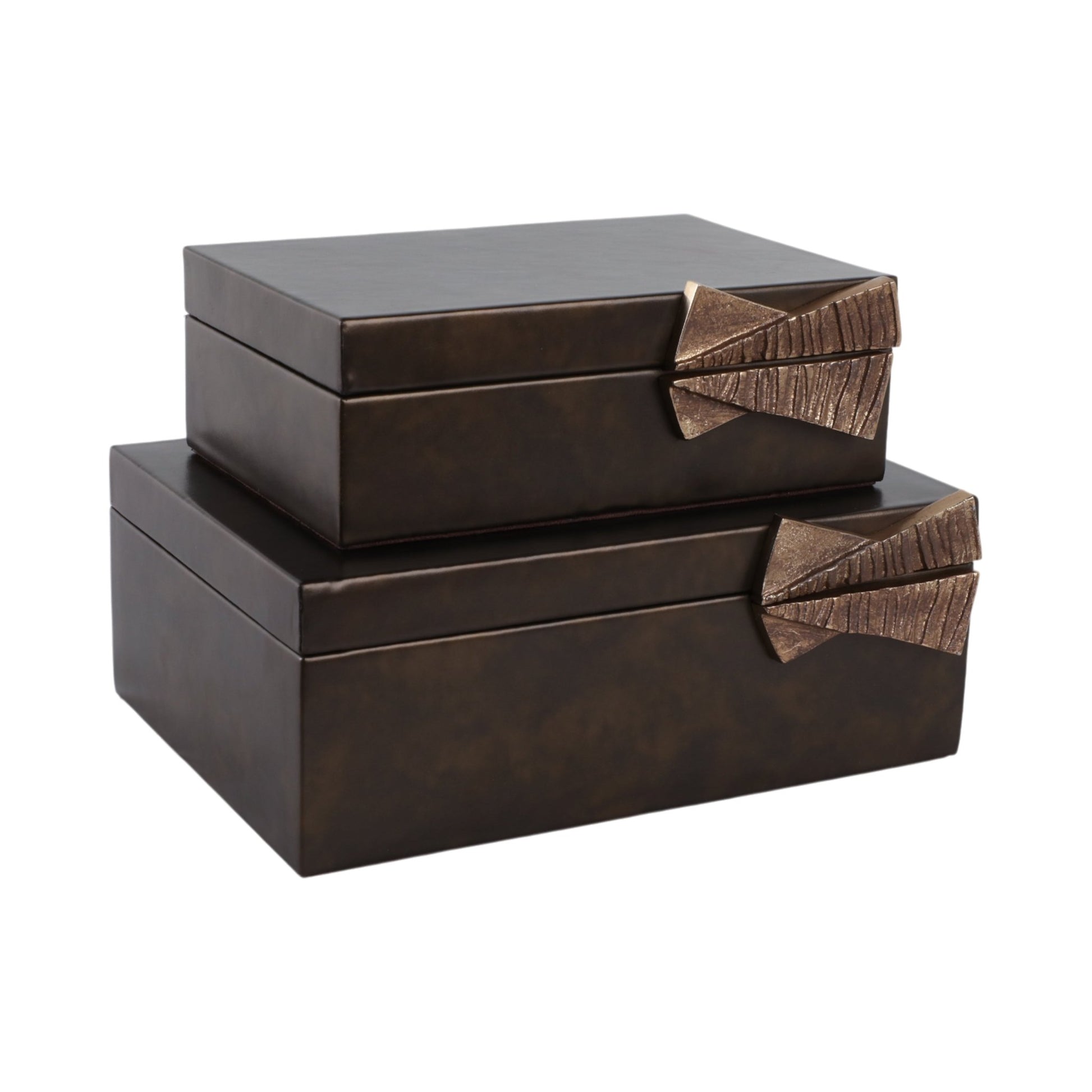 S/2 9/11" Andros Boxes With Aluminium Hardware Table Decors| Sagebrook Home