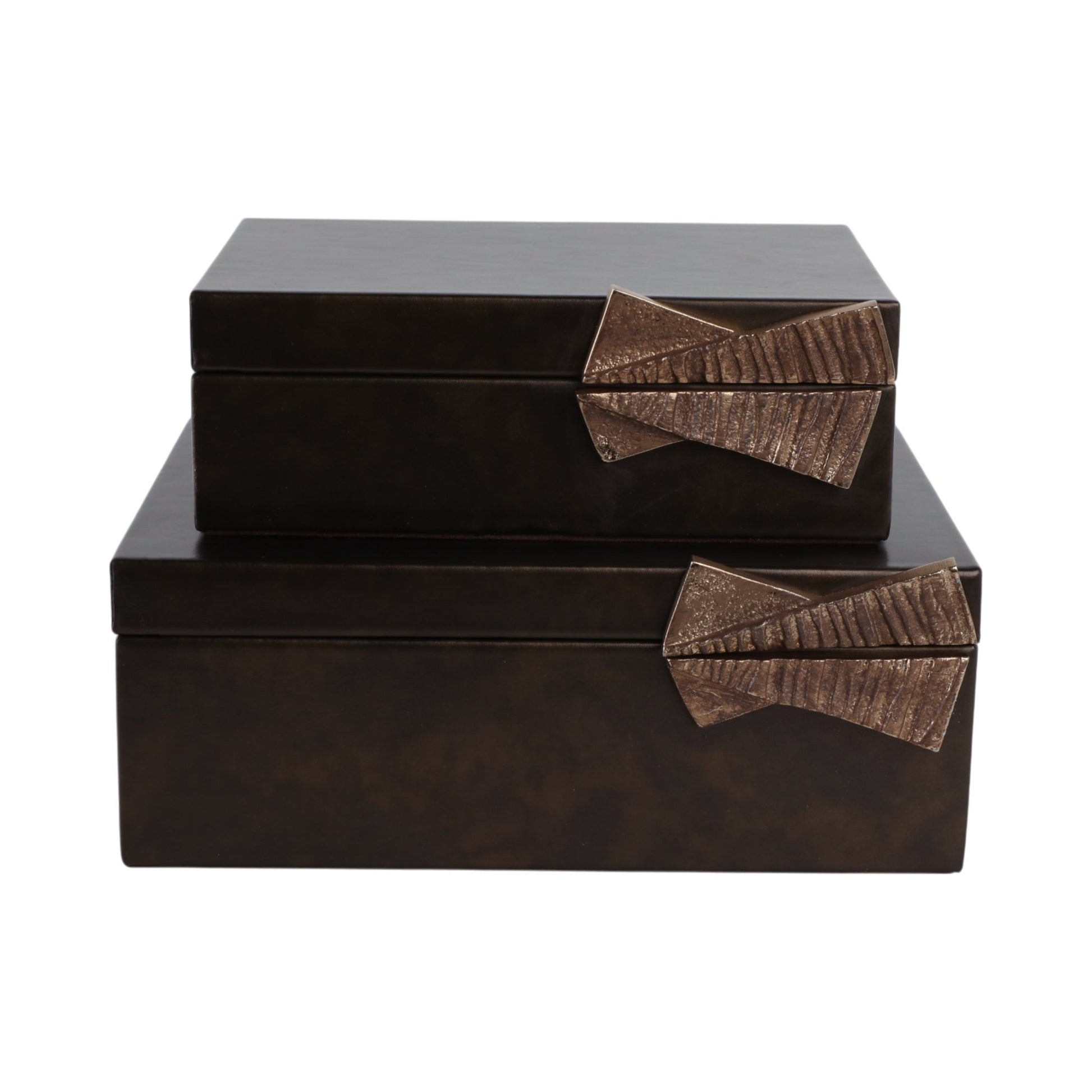 S/2 9/11" Andros Boxes With Aluminium Hardware Table Decors| Sagebrook Home