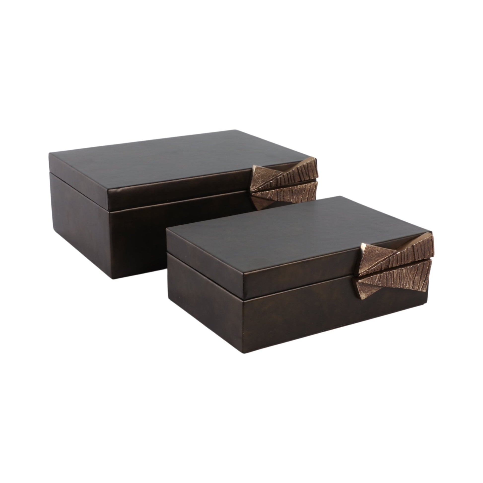 S/2 9/11" Andros Boxes With Aluminium Hardware Table Decors| Sagebrook Home