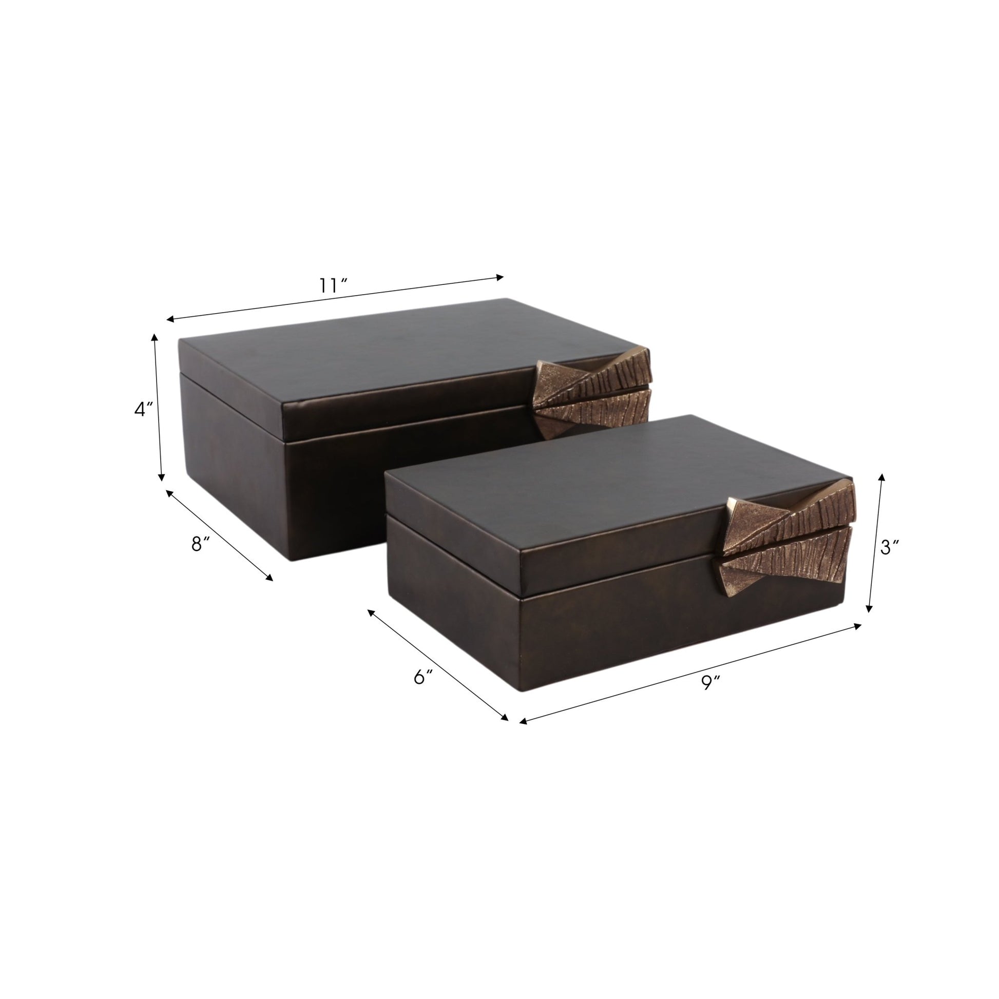 S/2 9/11" Andros Boxes With Aluminium Hardware Table Decors| Sagebrook Home
