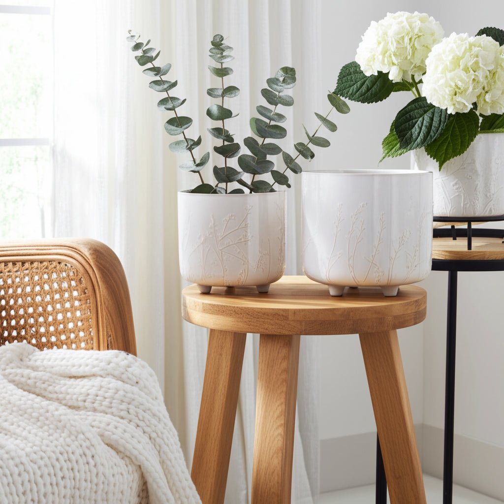 S/2 9/11" BLOOMING BRANCHES PLANTERS, IVORY Planter| Sagebrook Home