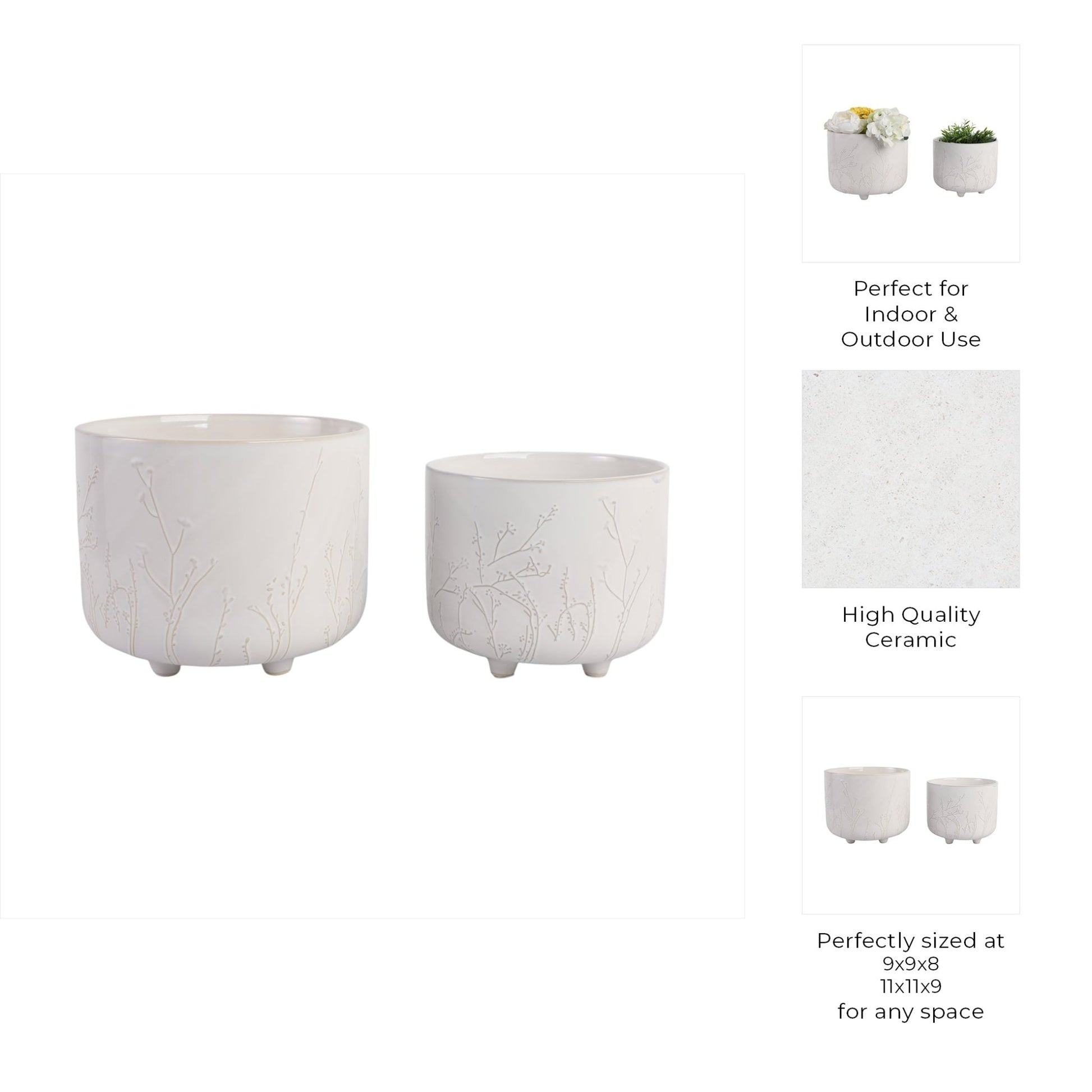 S/2 9/11" BLOOMING BRANCHES PLANTERS, IVORY Planter| Sagebrook Home