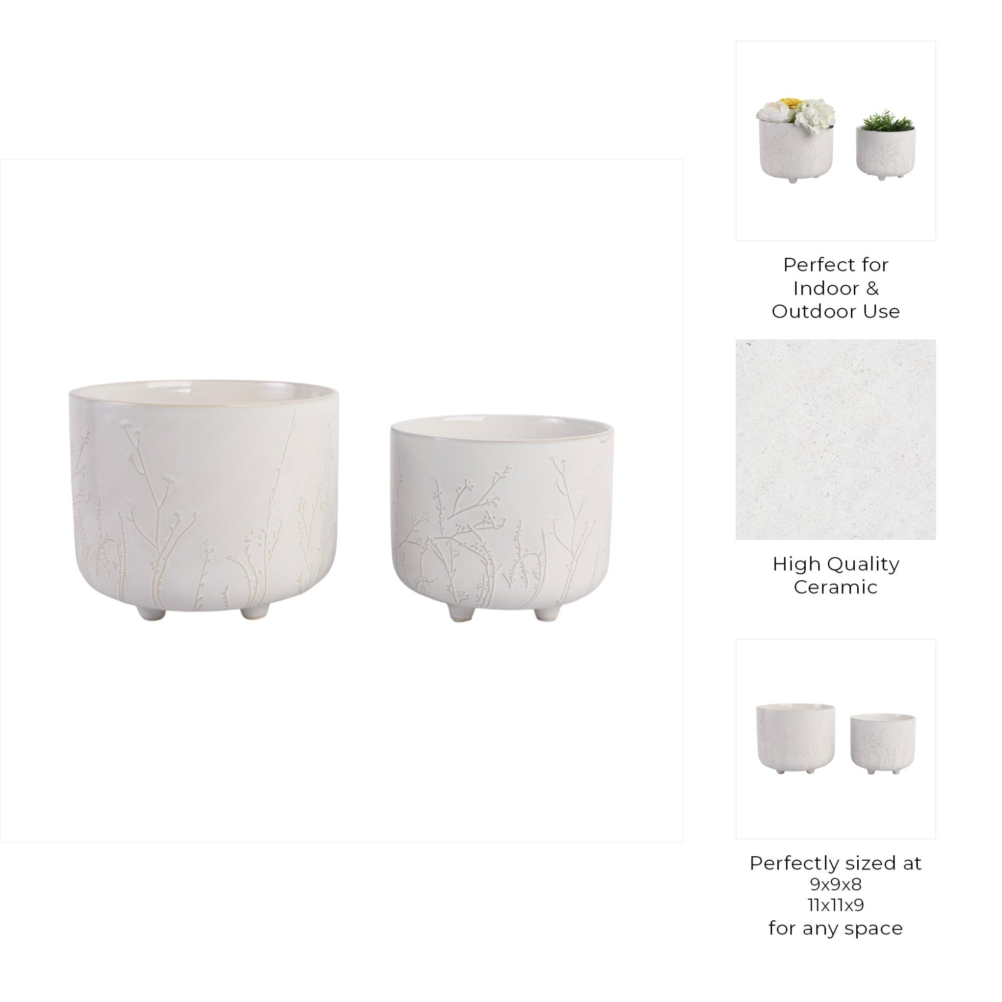 S/2 9/11" BLOOMING BRANCHES PLANTERS, IVORY Planter| Sagebrook Home