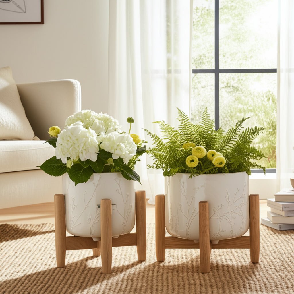 S/2 9/11" BLOOMING BRANCHES PLANTERS, IVORY Planter| Sagebrook Home