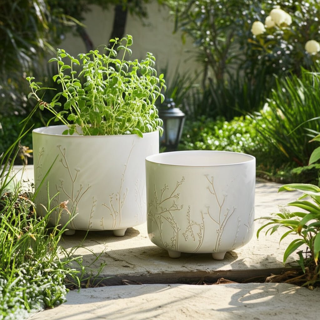 S/2 9/11" BLOOMING BRANCHES PLANTERS, IVORY Planter| Sagebrook Home