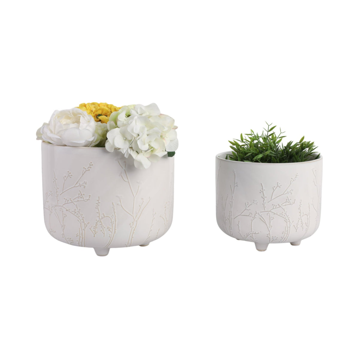 S/2 9/11" BLOOMING BRANCHES PLANTERS, IVORY Planter| Sagebrook Home