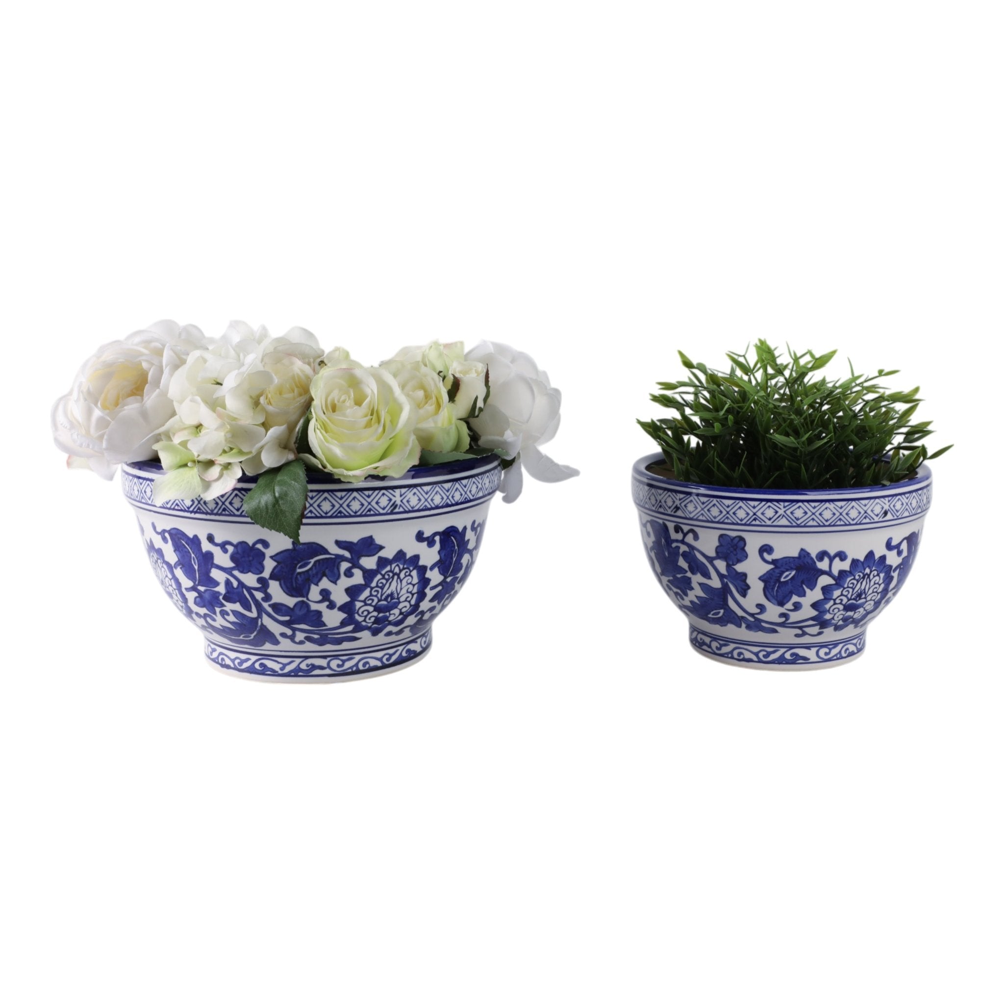 S/2 9/11" Bowl Chinoiserie Planters, Blue/wht Planter| Sagebrook Home