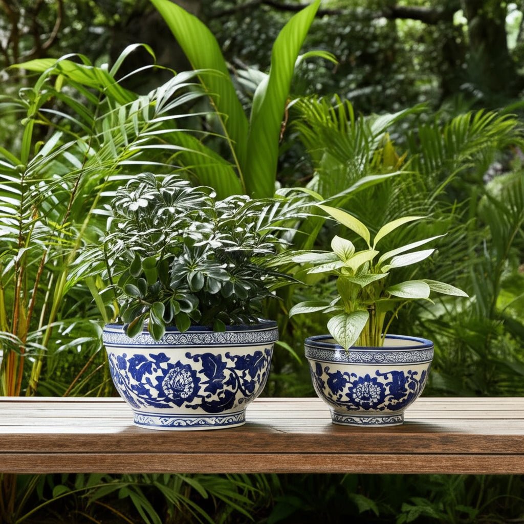 S/2 9/11" Bowl Chinoiserie Planters, Blue/wht Planter| Sagebrook Home