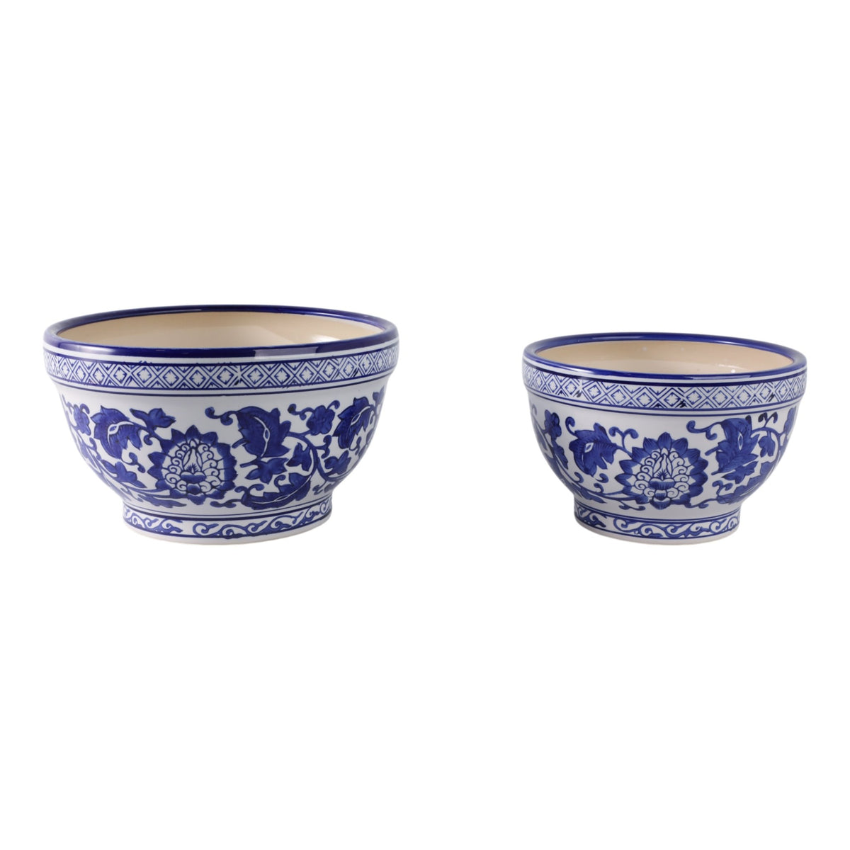 S/2 9/11" Bowl Chinoiserie Planters, Blue/wht Planter| Sagebrook Home