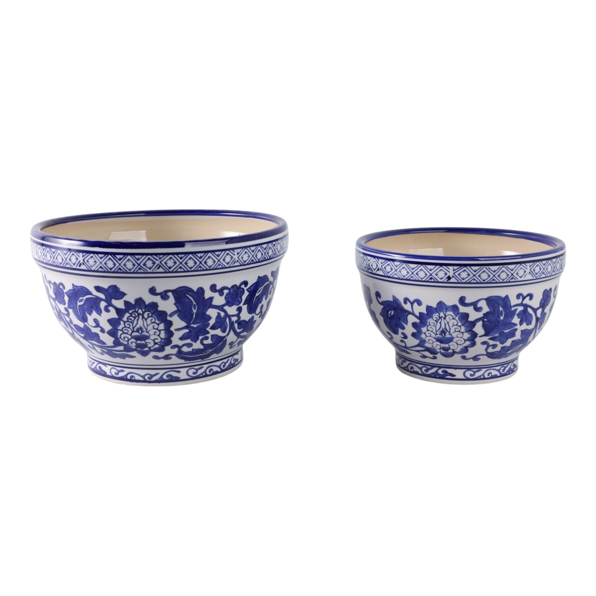 S/2 9/11" Bowl Chinoiserie Planters, Blue/wht Planter| Sagebrook Home