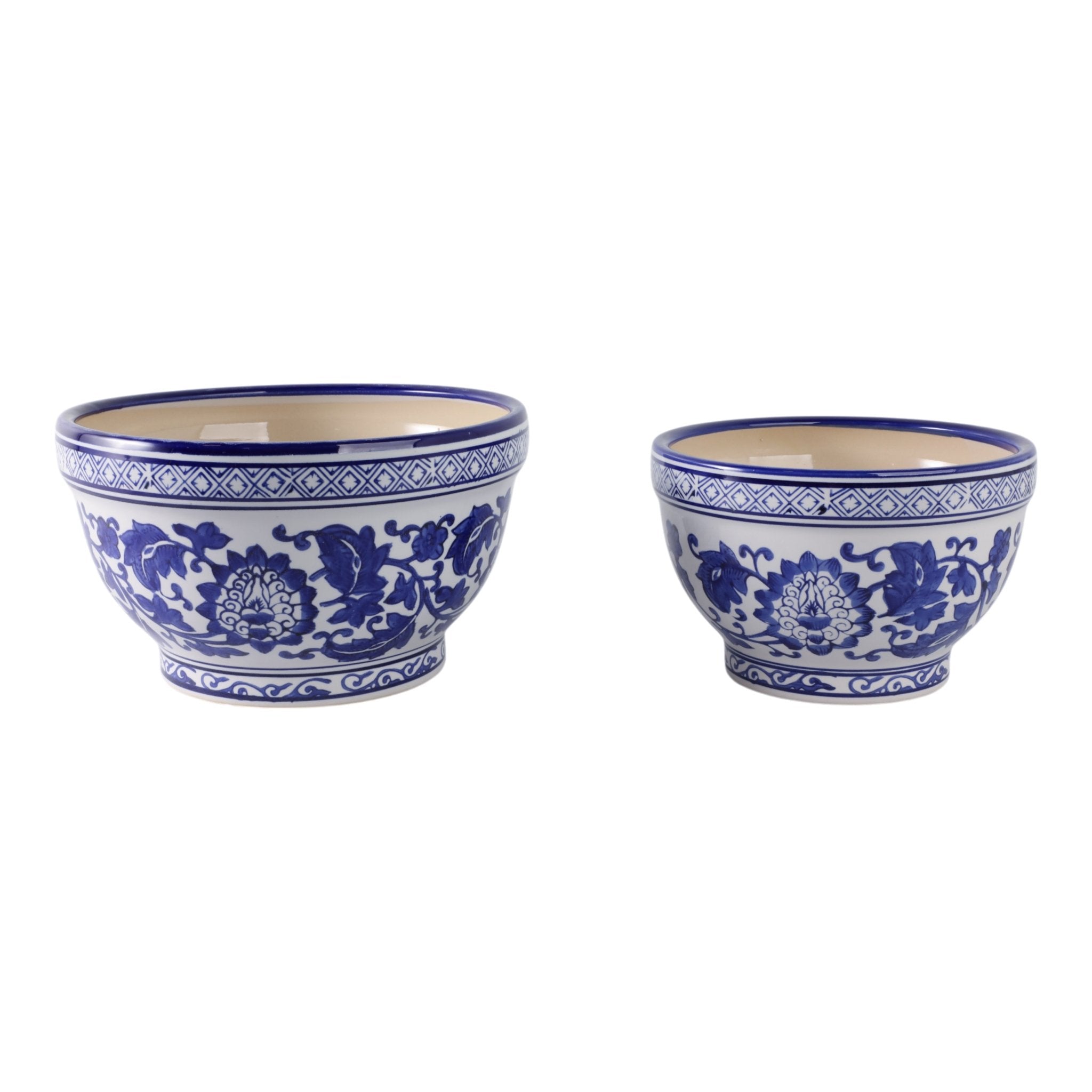 S/2 9/11" Bowl Chinoiserie Planters, Blue/wht Planter| Sagebrook Home