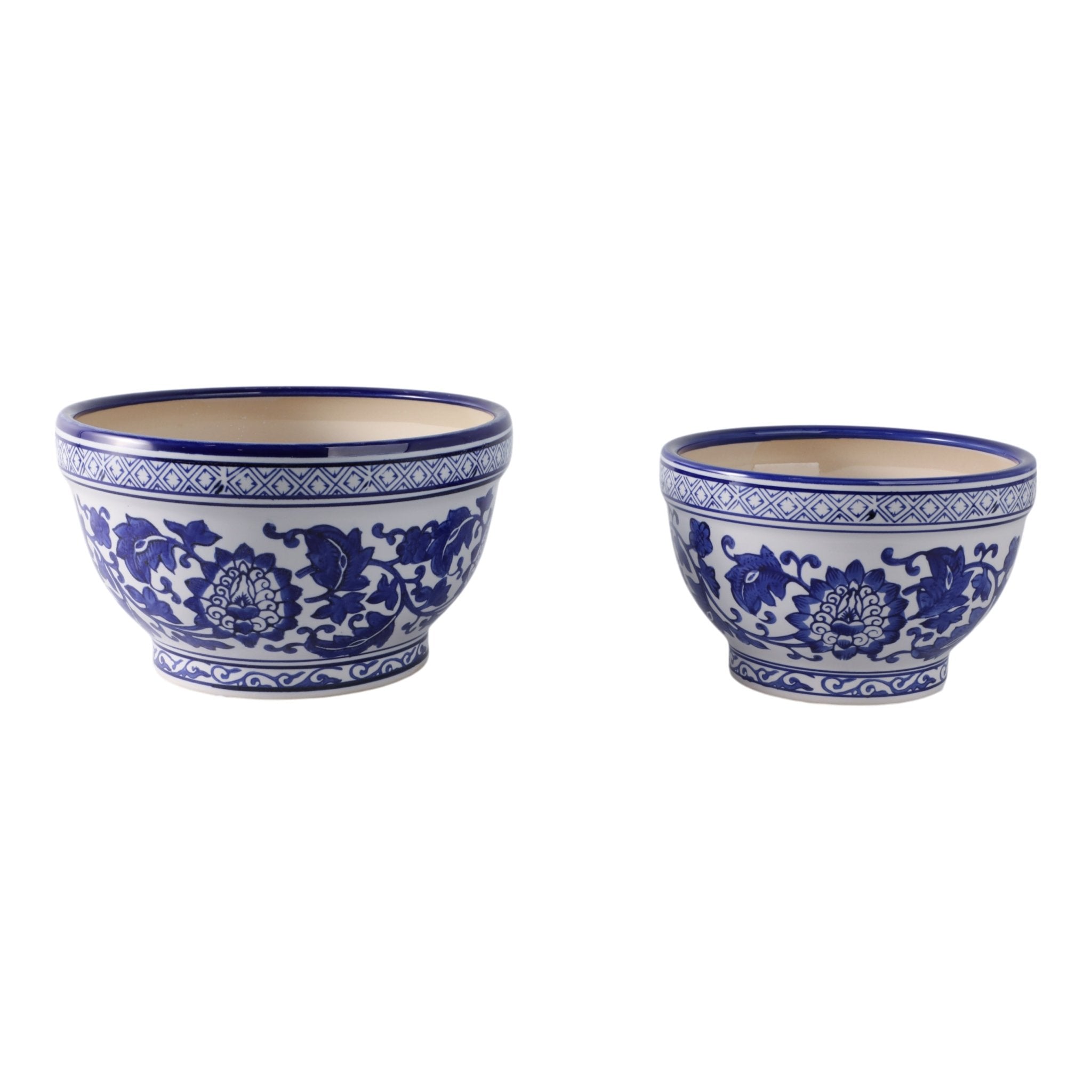 S/2 9/11" Bowl Chinoiserie Planters, Blue/wht Planter| Sagebrook Home