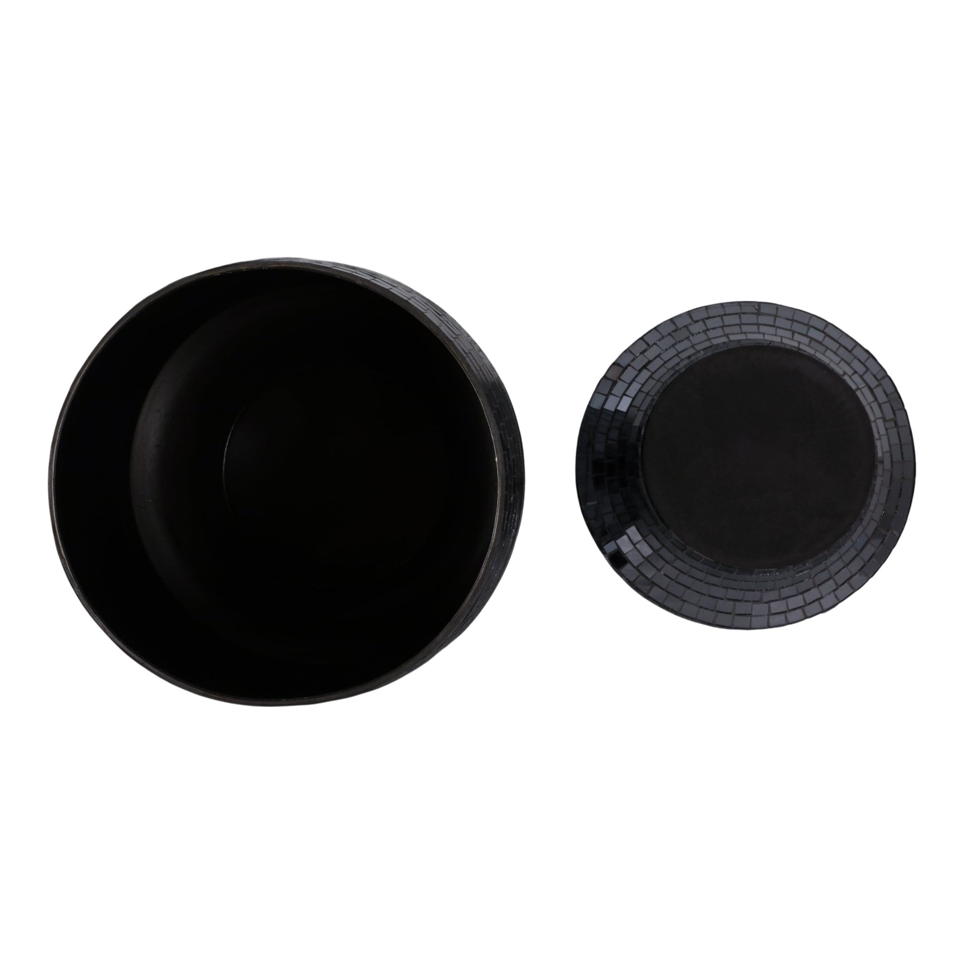 S/2 9/11" Curved Disco Mosaic Planter, Black Planter| Sagebrook Home