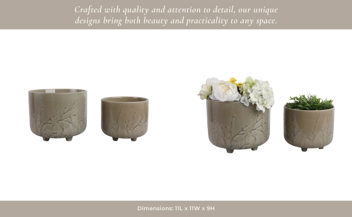 S/2 9/11" FLOWER BRANCHES PLANTERS, CREAM Planter| Sagebrook Home