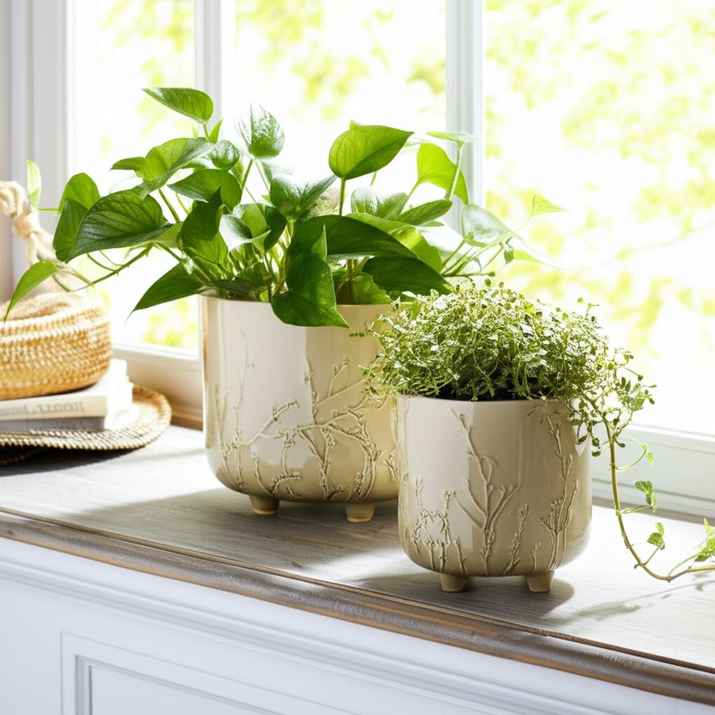 S/2 9/11" FLOWER BRANCHES PLANTERS, CREAM Planter| Sagebrook Home
