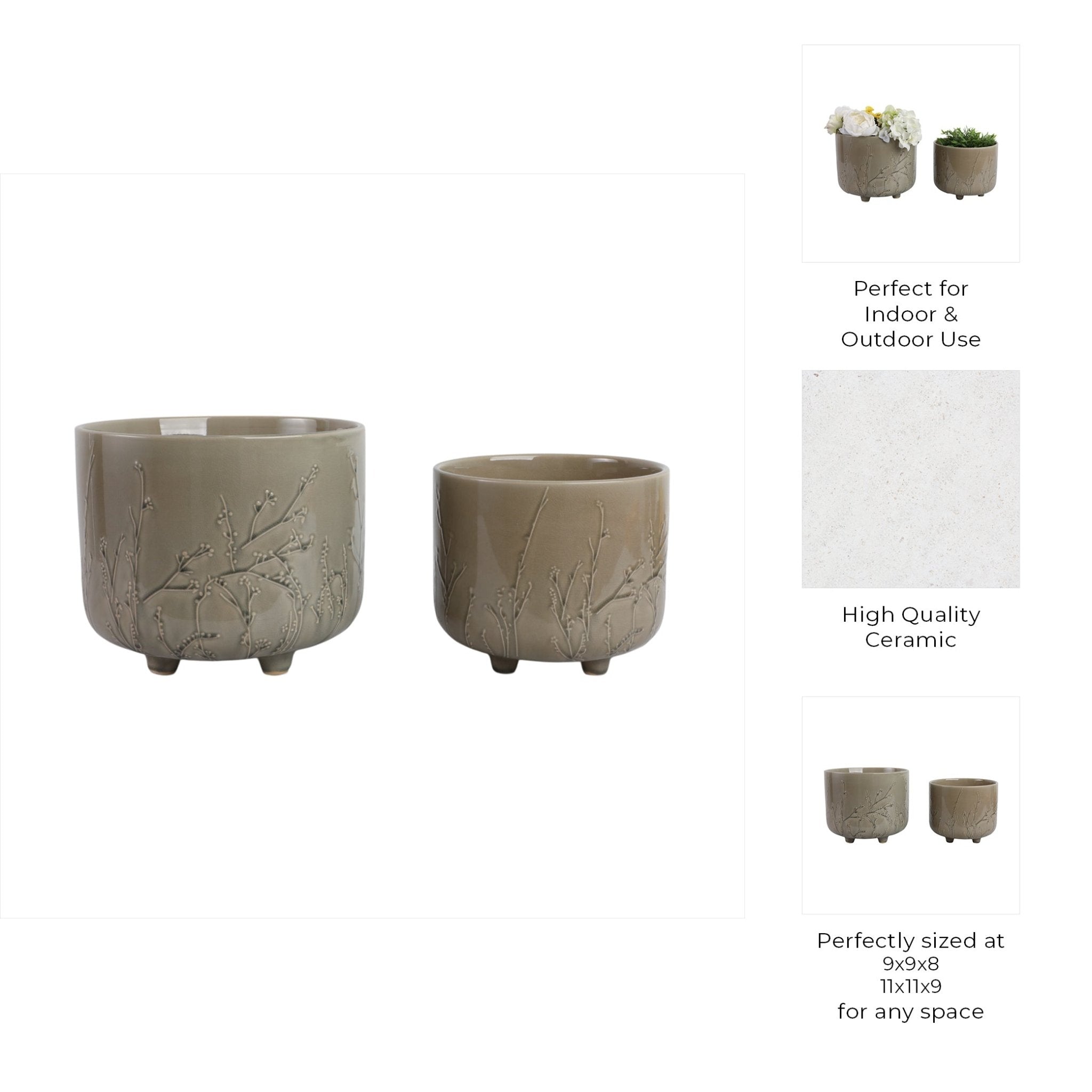 S/2 9/11" FLOWER BRANCHES PLANTERS, CREAM Planter| Sagebrook Home