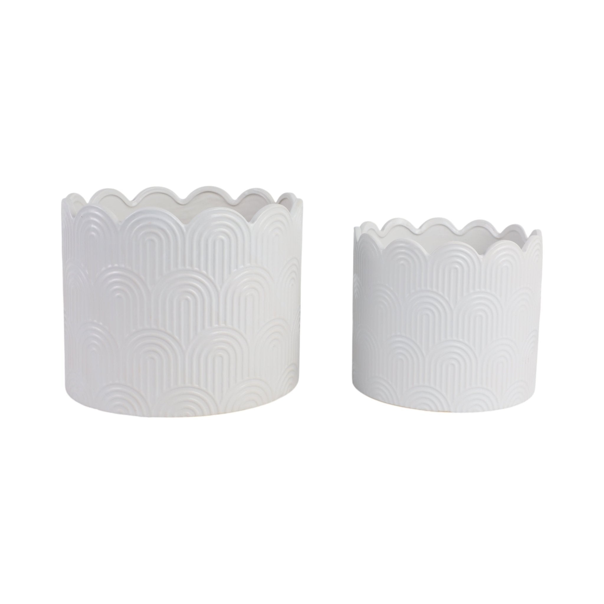 S/2 9/12" Arch Planters, White Planter| Sagebrook Home