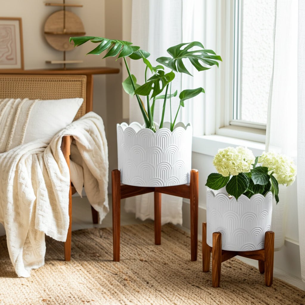 S/2 9/12" Arch Planters, White Planter| Sagebrook Home