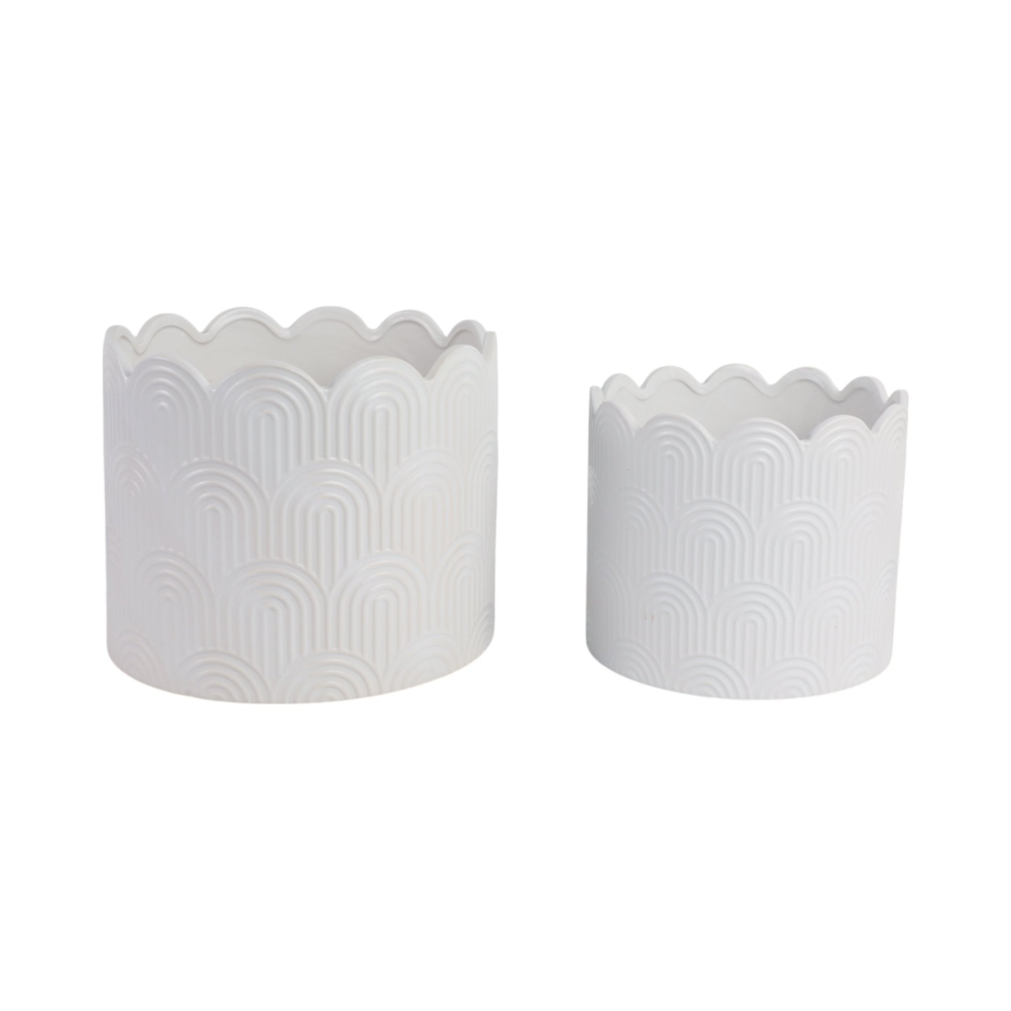S/2 9/12" Arch Planters, White Planter| Sagebrook Home