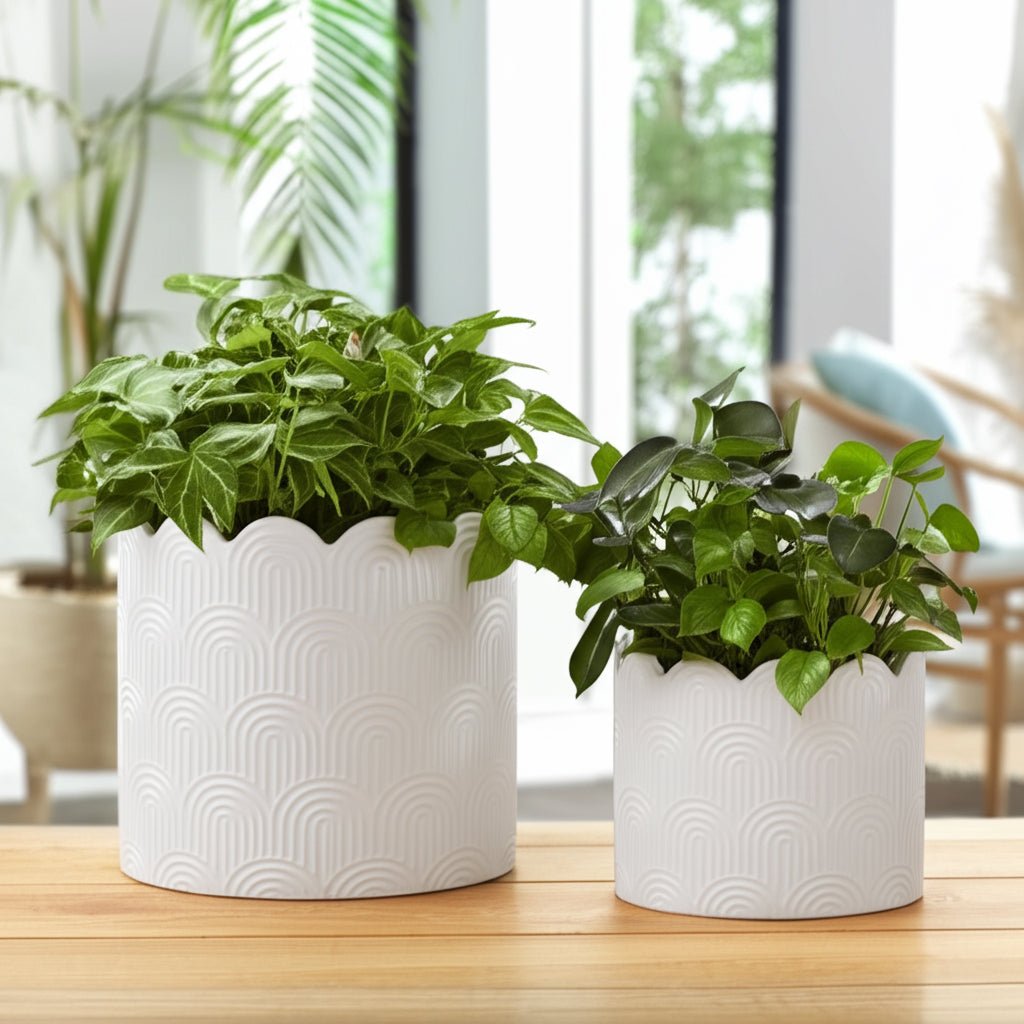 S/2 9/12" Arch Planters, White Planter| Sagebrook Home