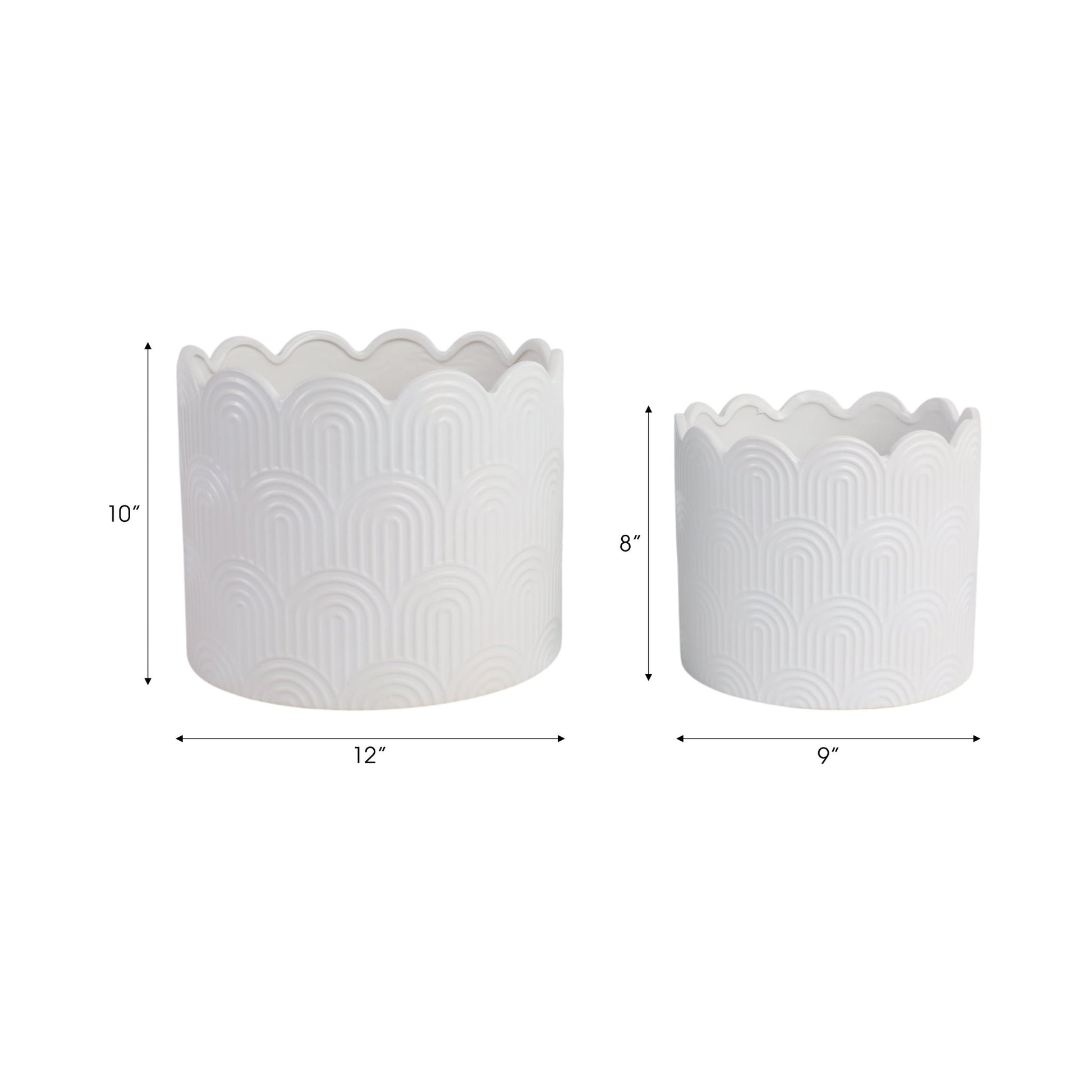 S/2 9/12" Arch Planters, White Planter| Sagebrook Home
