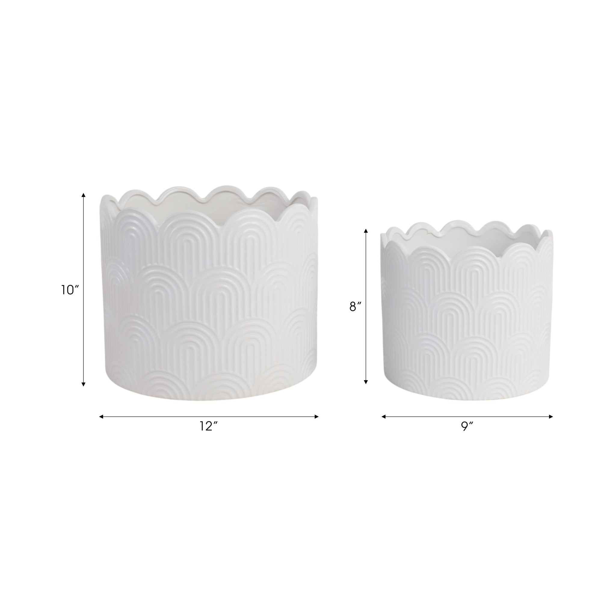 S/2 9/12" Arch Planters, White Planter| Sagebrook Home
