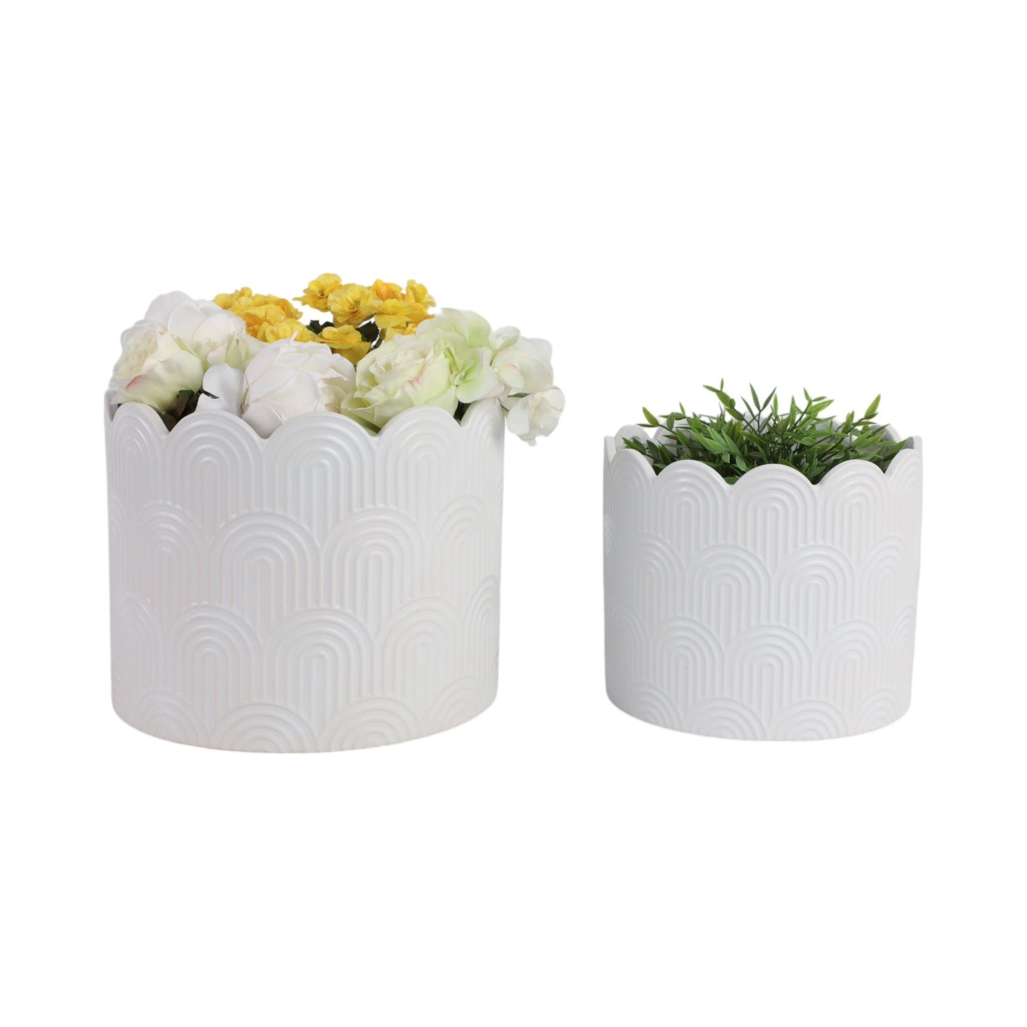 S/2 9/12" Arch Planters, White Planter| Sagebrook Home