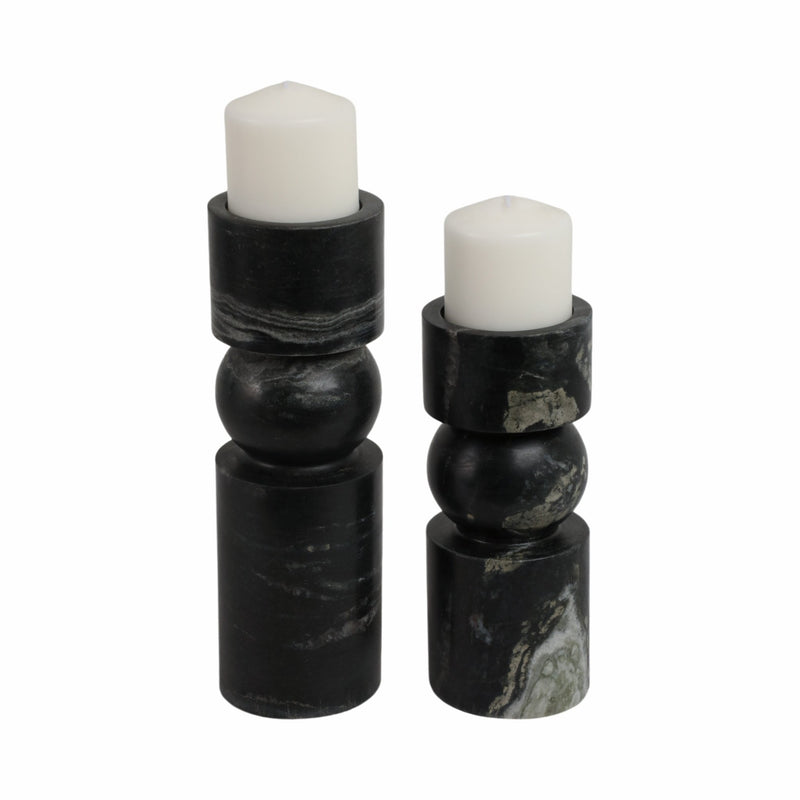 S/2 9/12" Himalayan Marble Candle Holders - Al Rugaib Furniture