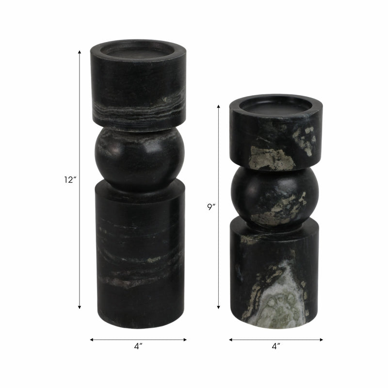 S/2 9/12" Himalayan Marble Candle Holders - Al Rugaib Furniture