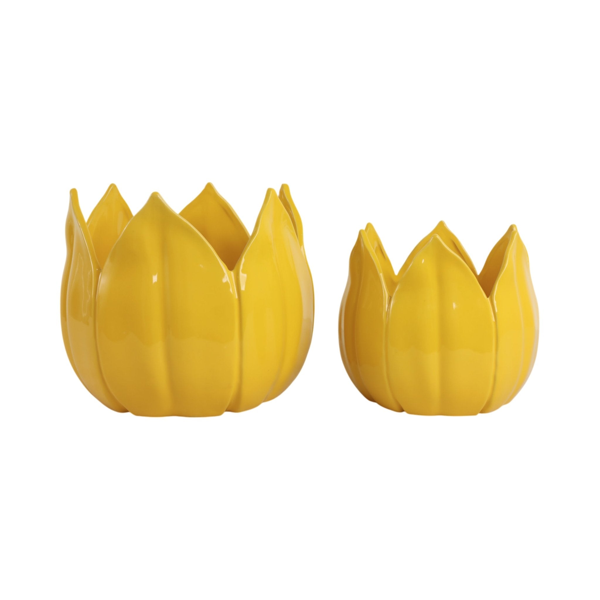 S/2 9/12" Petal Planters, Yellow Planter| Sagebrook Home
