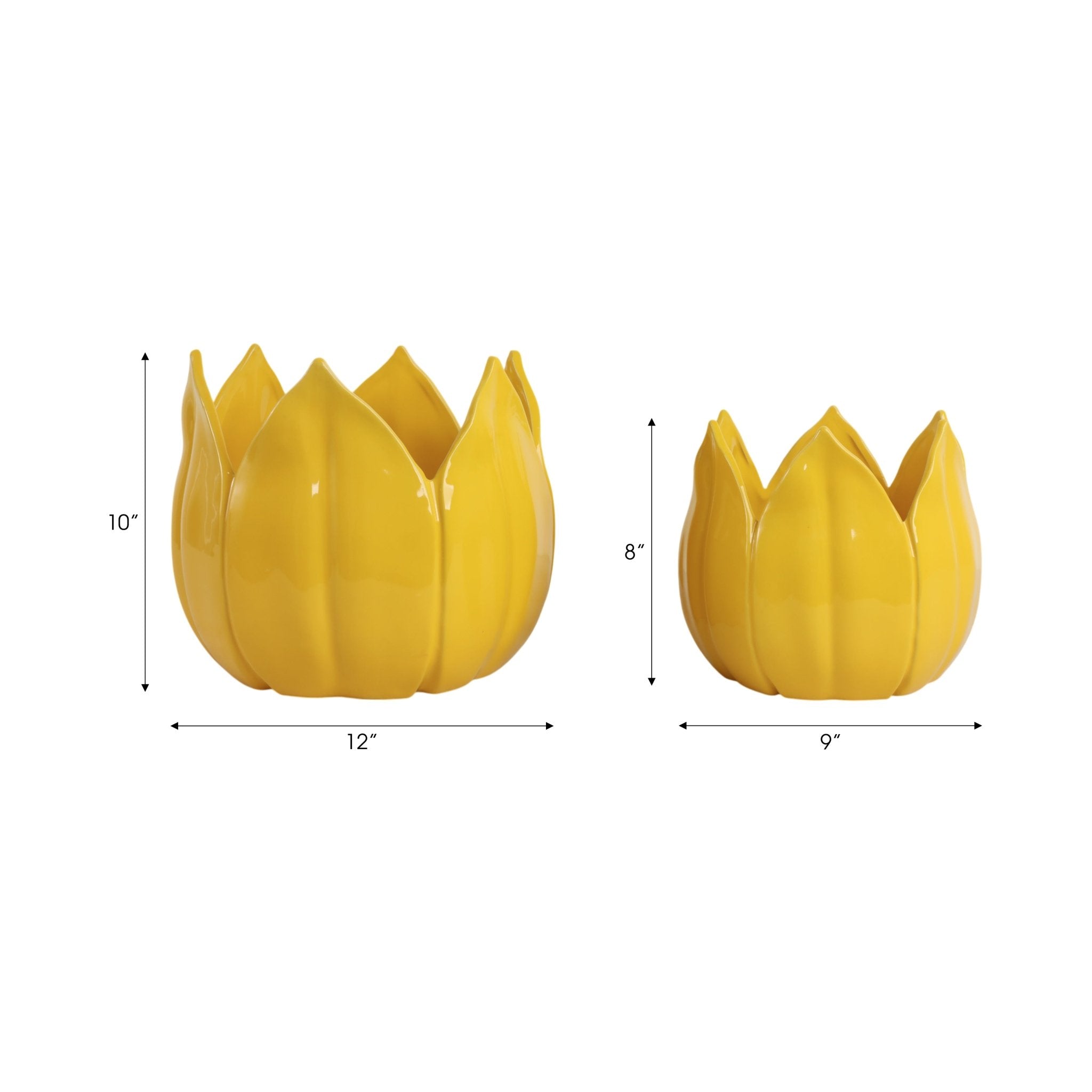 S/2 9/12" Petal Planters, Yellow Planter| Sagebrook Home