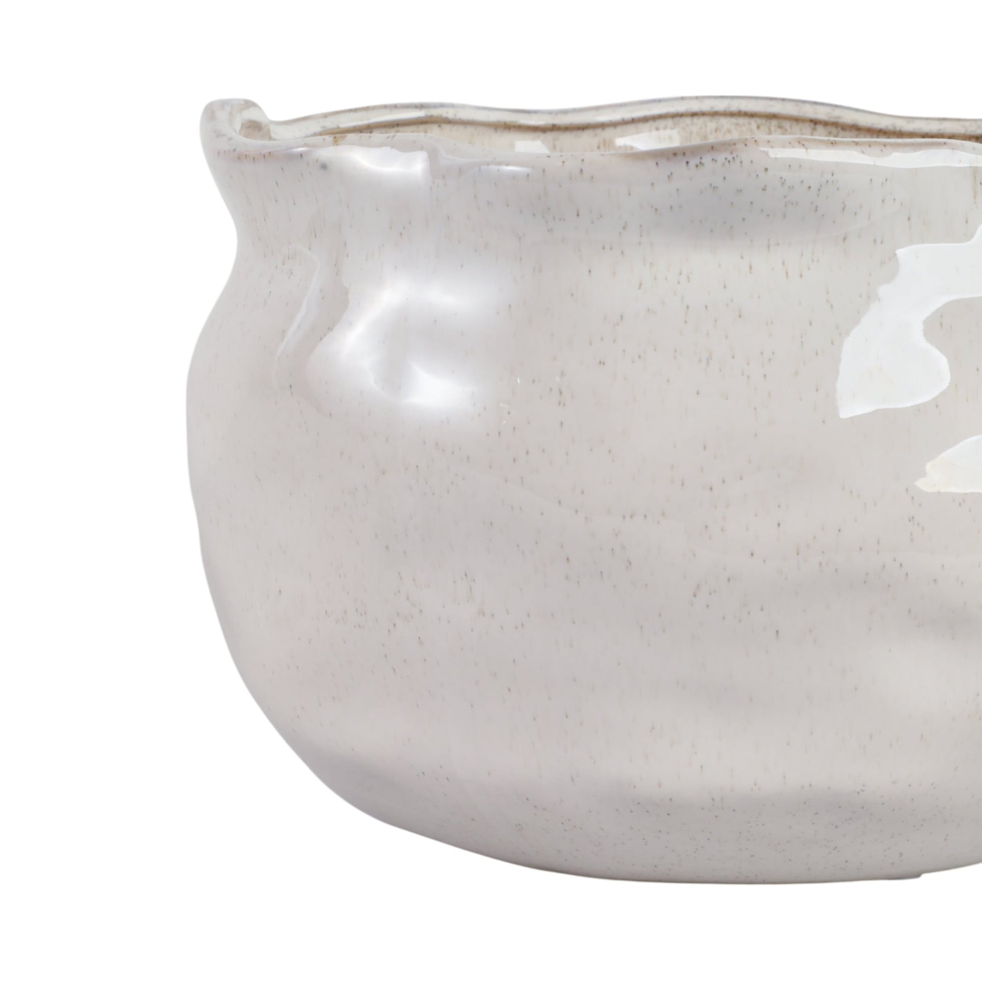 S/2 9/12" ROUND WAVY EDGE PLANTERS, WHITE Planter| Sagebrook Home